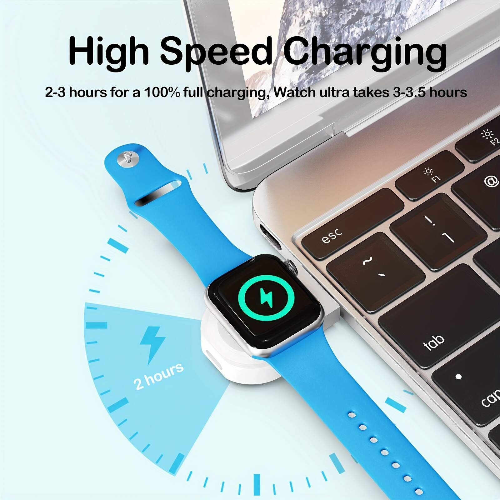 Portable Wireless for iwatch Charger | Fast Charging Magnetic Cordless Car Travel Charger For IWatch Series 9 8 7 6 5 4 3 2 1 SE Ultra 2 Ultra