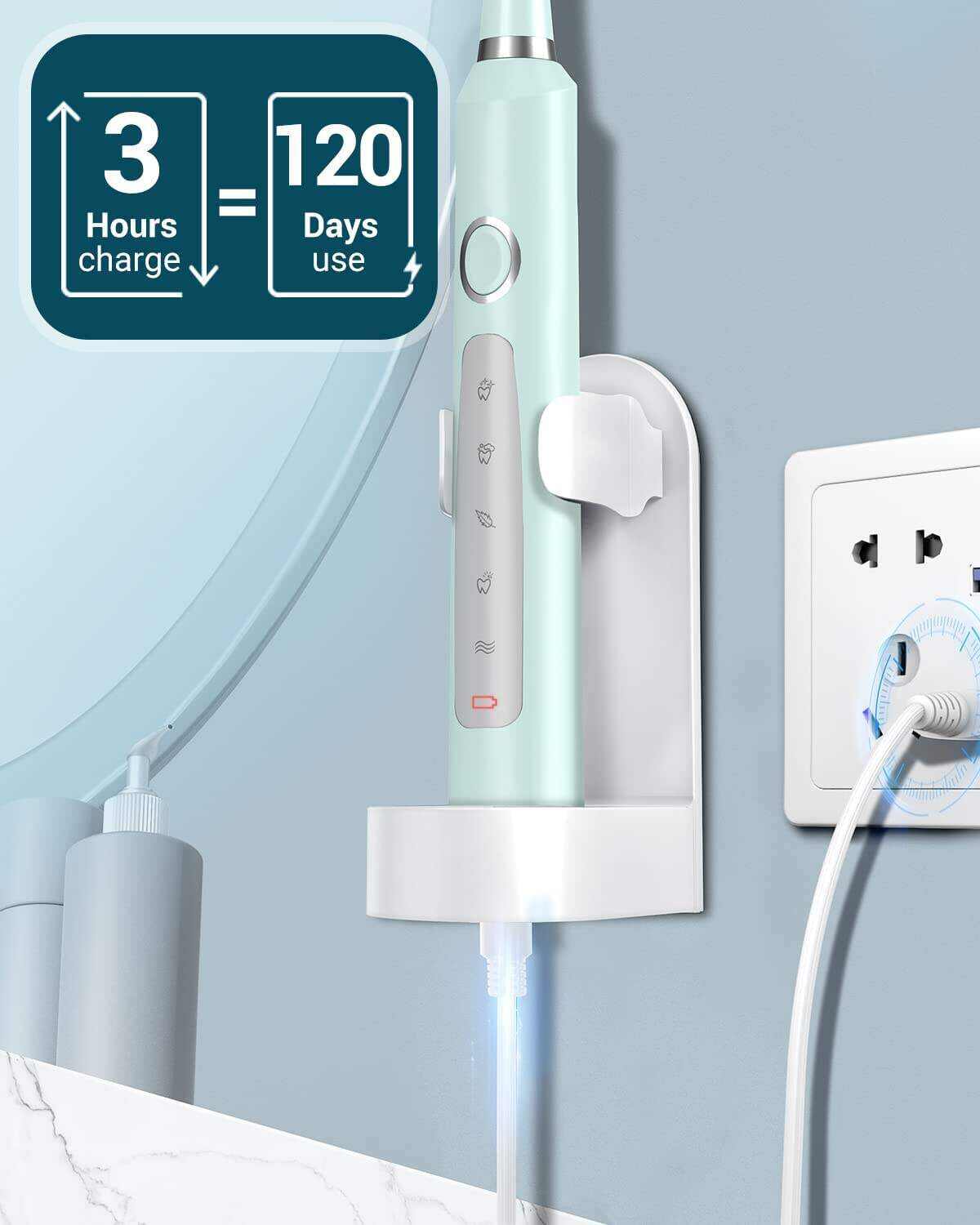 Sonic Electric Toothbrush for Adults - Rechargeable Electric Toothbrushes with 8 Brush Heads, & Travel Case,Teeth Whitening , Power Electric Toothbrush with Holder, Once Charge for 120 Days - H8 Pink