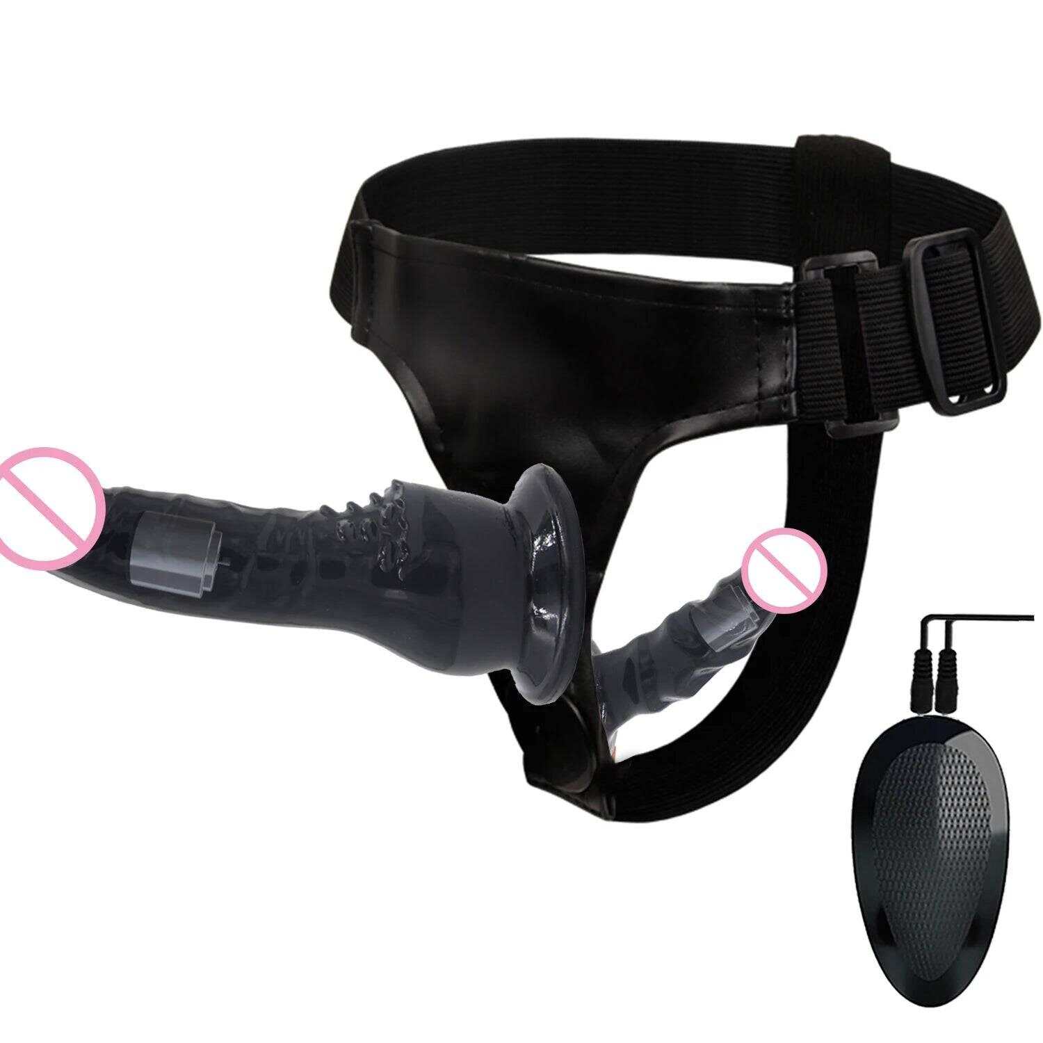 Double Penis Realistic Dildo Vibrator: Ultra Elastic Strap-On Harness for Women - Adult Sex Toy for Lesbians