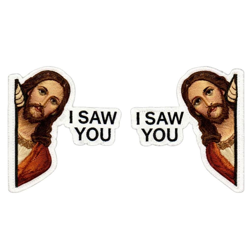 Peeking Jesus Embroidered Iron On Patch
