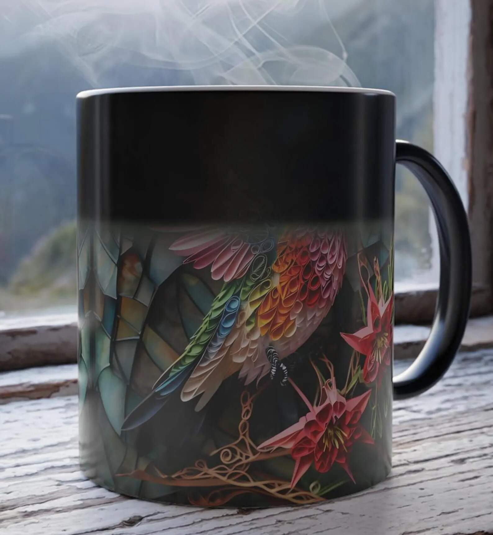 Mystic Bloom™ Heat-Reveal Hummingbird Mug