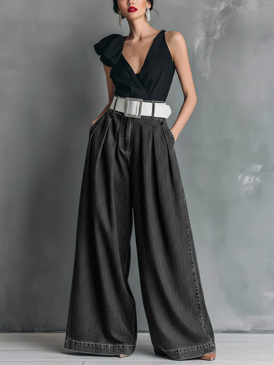 🔥Summer Arrivals🌟Women's High-waisted Casual Loose-fitting Wide-leg Jeans