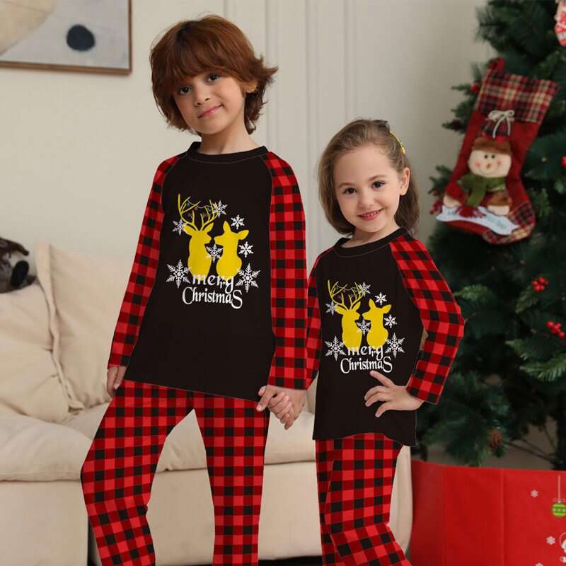 Printed Deer Matching Family Christmas Pajamas Sets Pjs