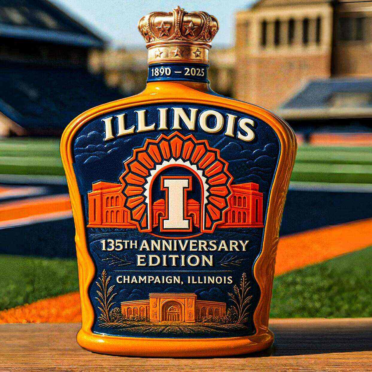 Illinois 135th Anniversary Whiskey Bottle