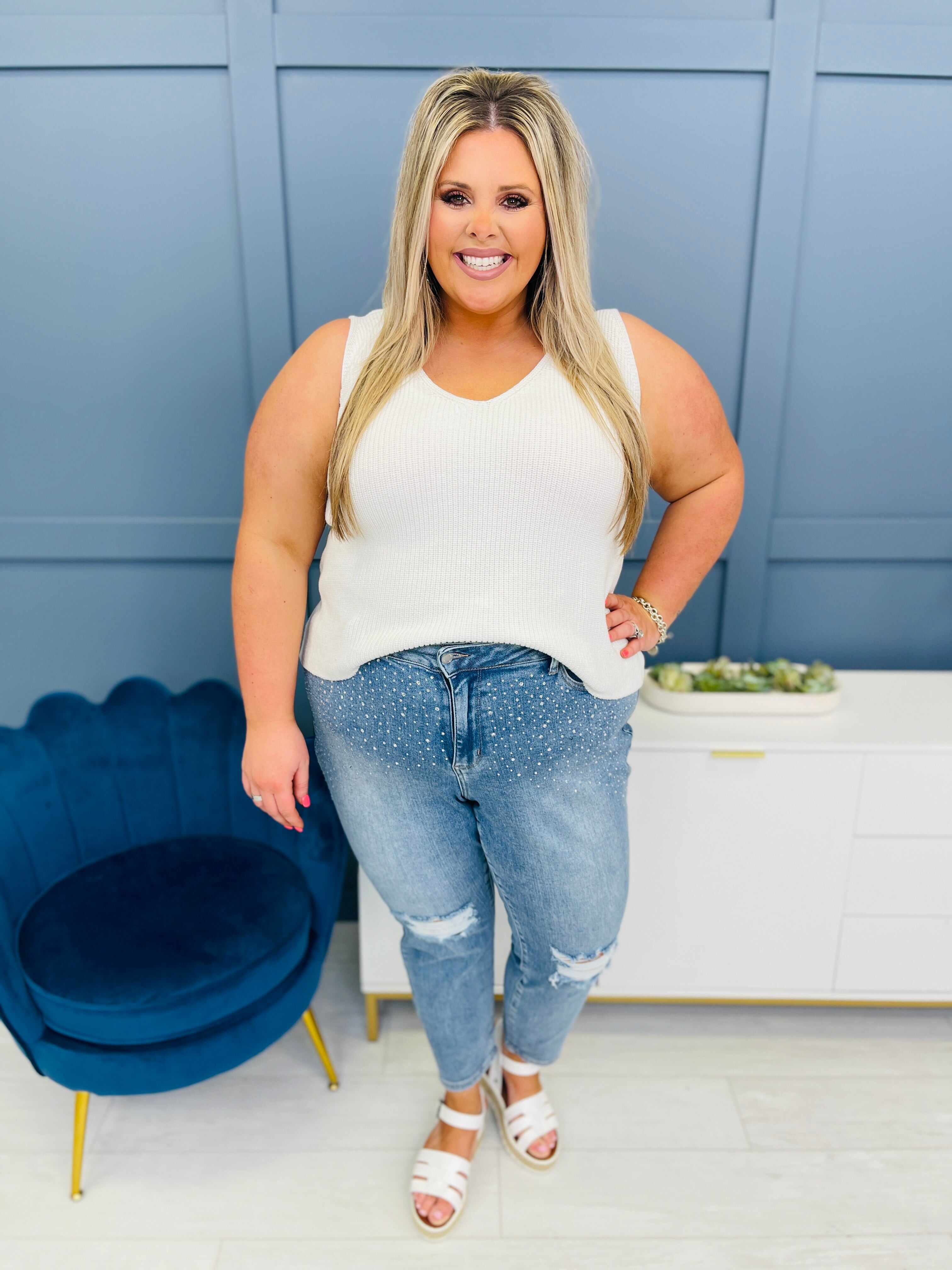 REG/CURVY Shine Bright Like a Diamond Rhinestone Straight Jeans