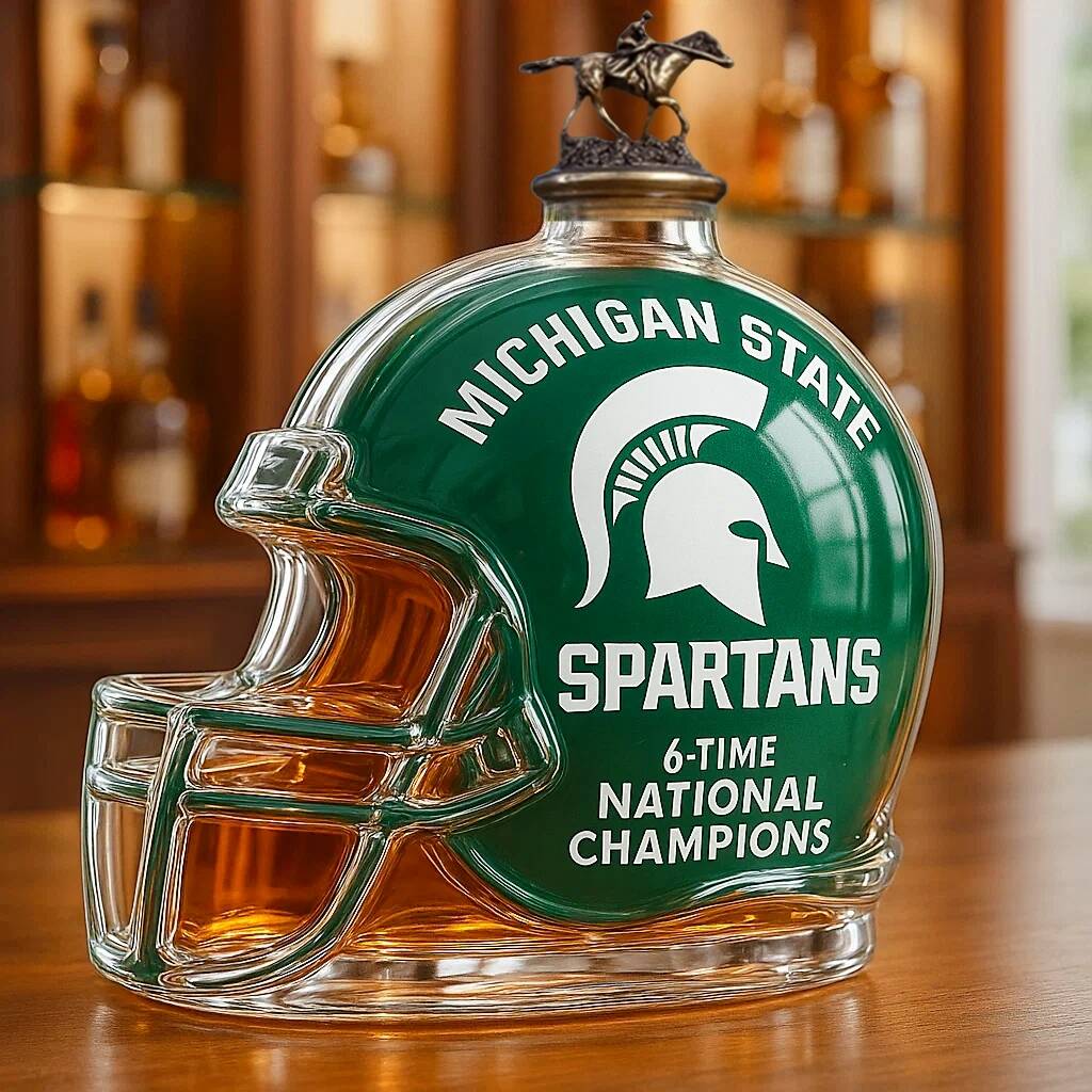 Michigan State Spartans 6-Time National Champion Whiskey Bottle