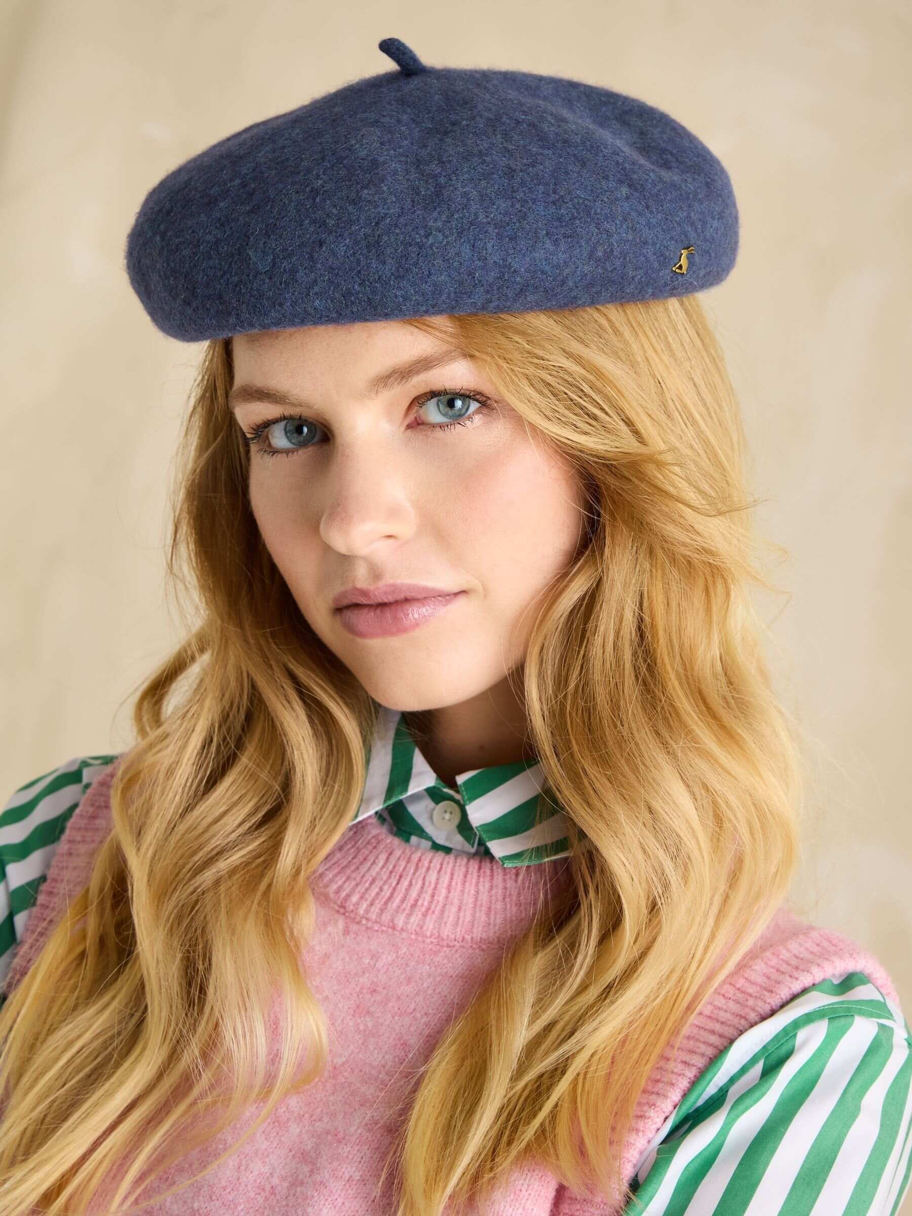Amelie Navy Blue Adjustable Wool Beret Hat