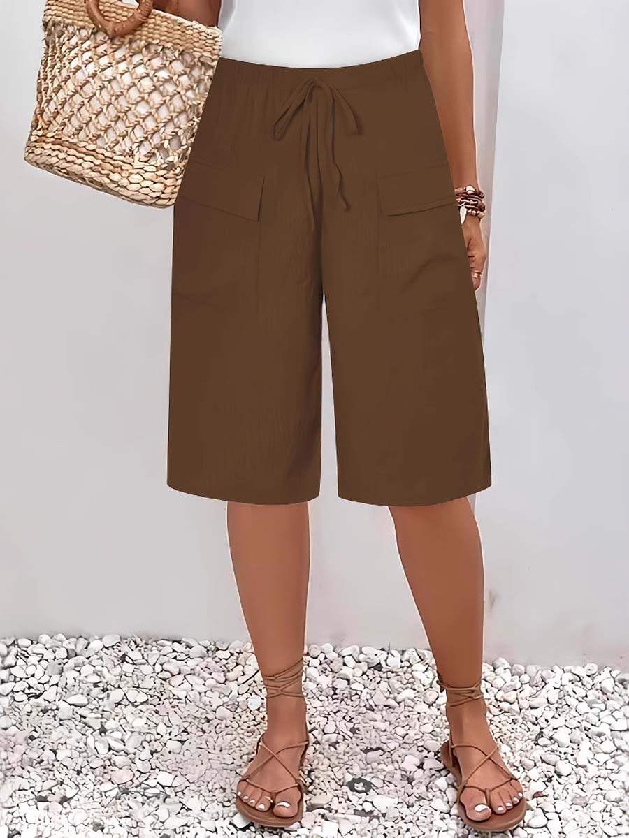 🔥Summer Arrivals🌟Women's Solid Color Casual Loose Stylish Pockets Shorts