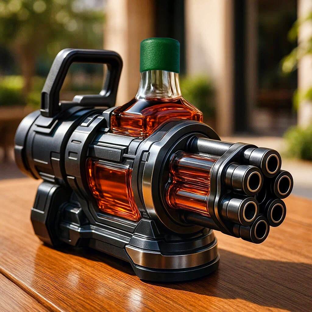 M134 Minigun Whiskey Bottle
