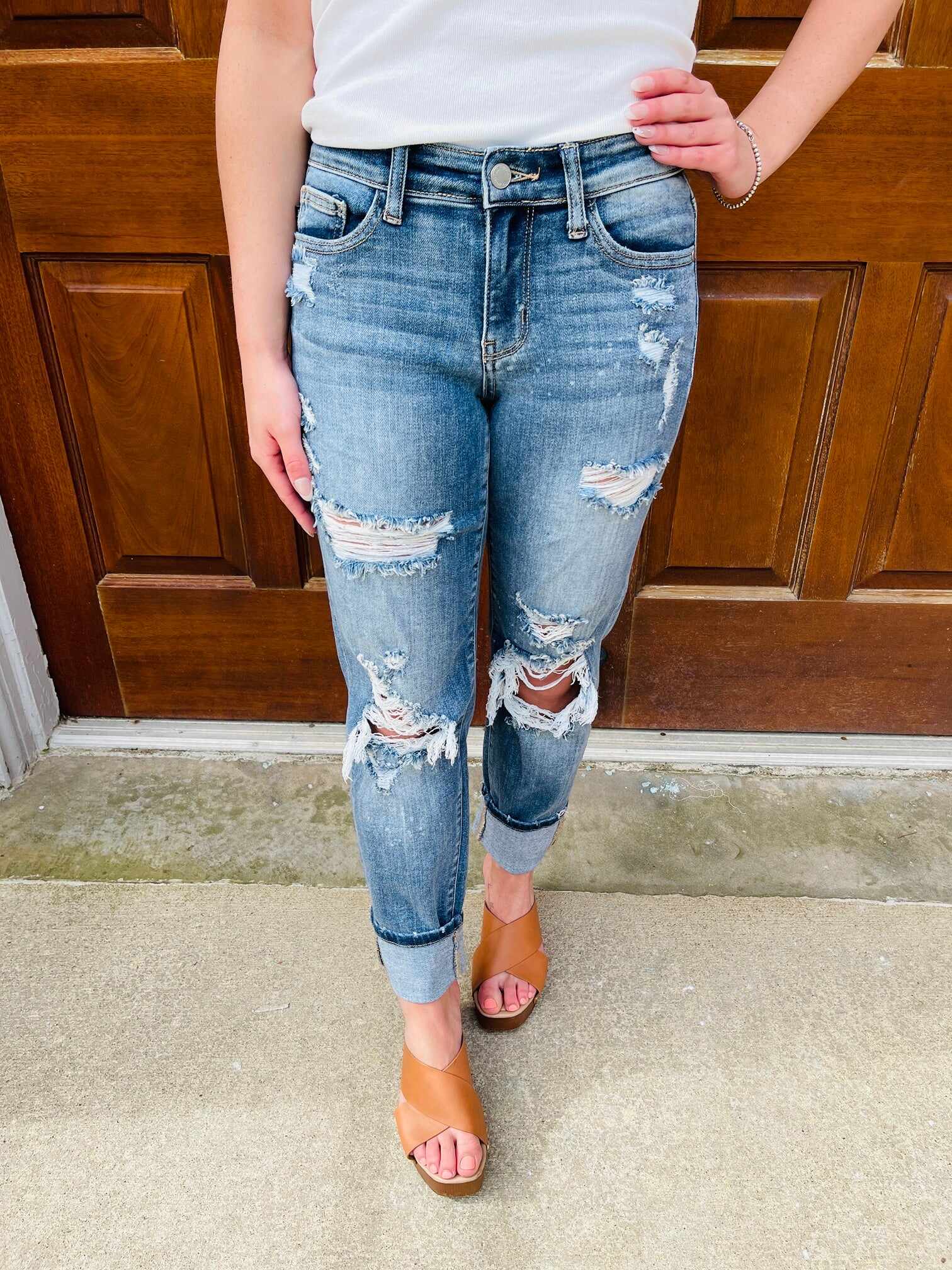 Restock! REG/CURVY Somewhere On a Bleach Mid Rise Boyfriend Jeans