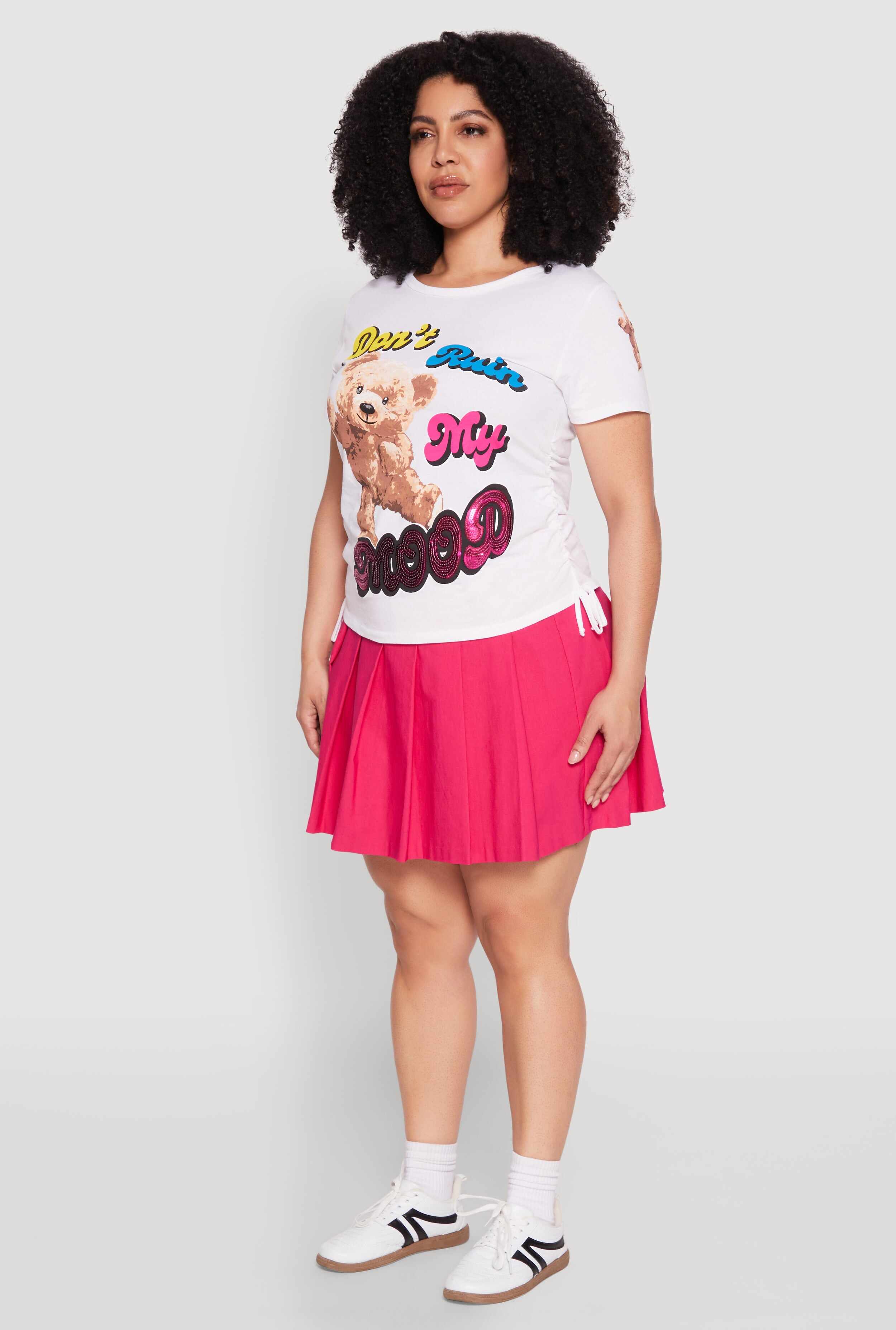Plus Size Dont Ruin My Mood Sequin Graphic Tee