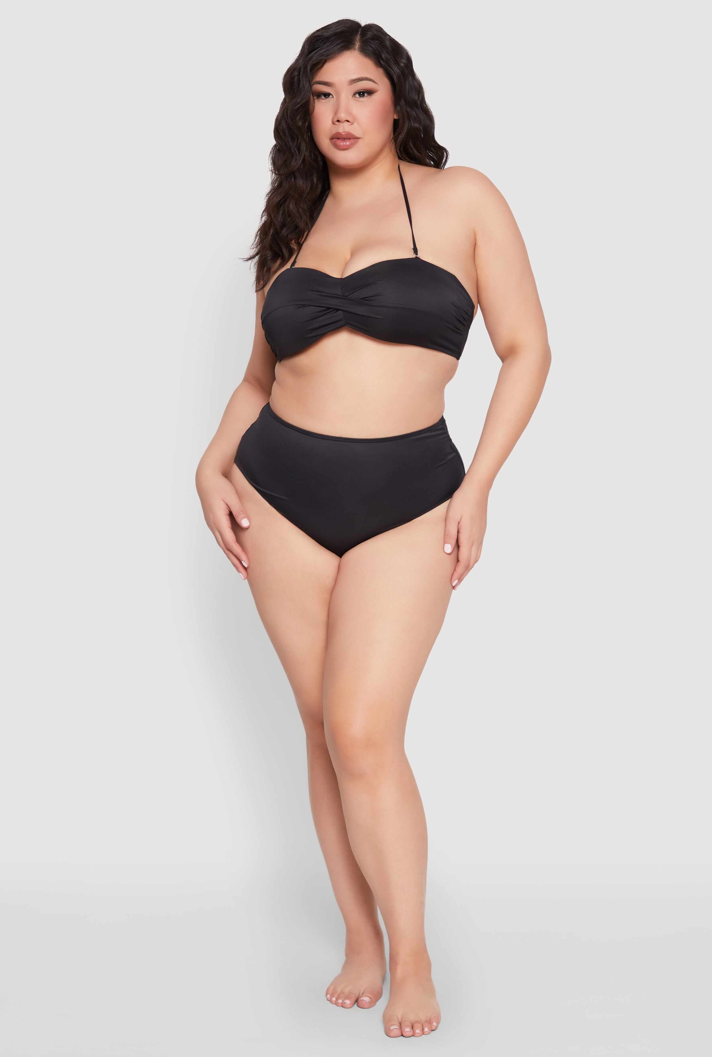 Plus Size Halter Neck Bandeau Bikini Top