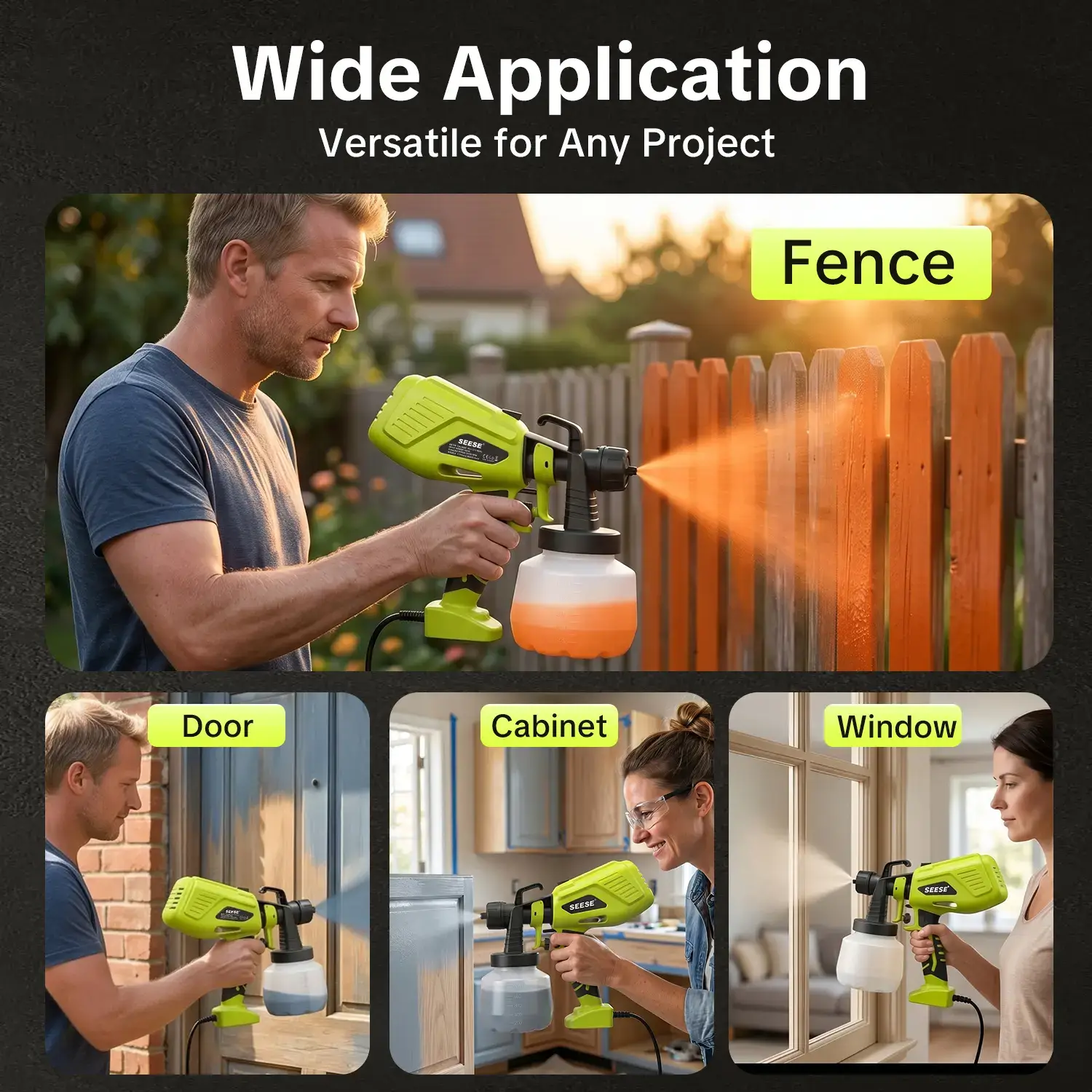 【FathersDayGift】Paint Sprayer,Equipped with a 1200ml Large-Capacity Spray Gun and Cleaning Accessories, Adjustable Flow Control, 4 Nozzles, and 3 Spray Modes. Easy to Clean and Suitable for Painting Furniture, Fences, Walls, Doors, Windows. fathersd