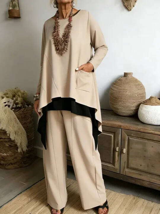 🔥Summer Arrivals🌟Women's Casual Asymmetrical Hem Cotton Top And Pants Two-piece Set(Buy2 Free shipping)