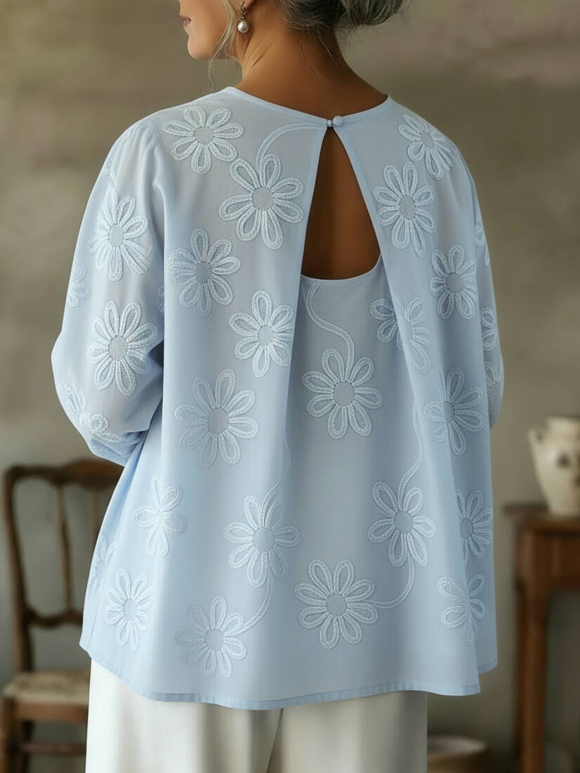🔥Summer Arrivals🌟Romantic Floral Embroidered Cutout Design Blouse Shirt
