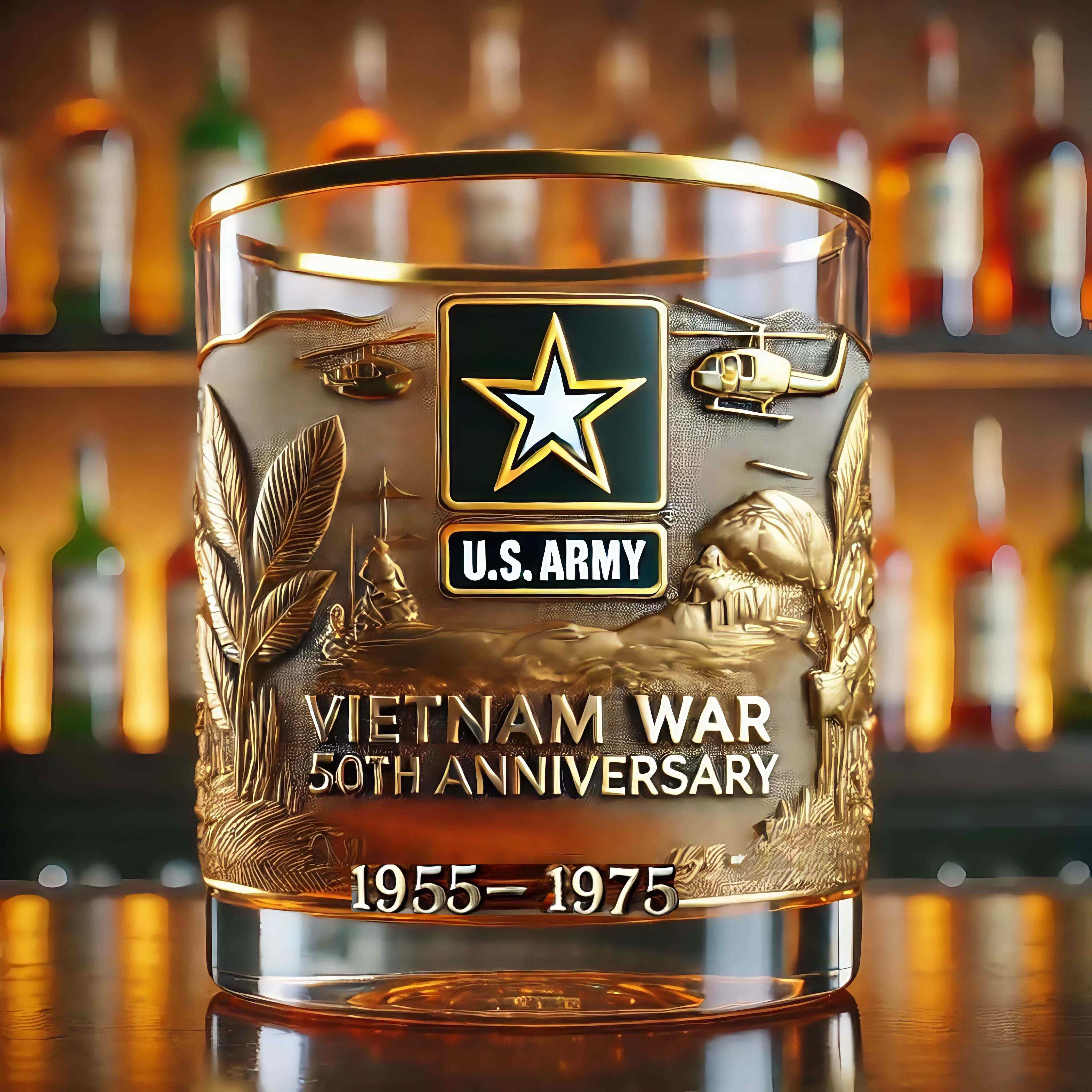 Vietnam War 50th Anniversary Whiskey Glass