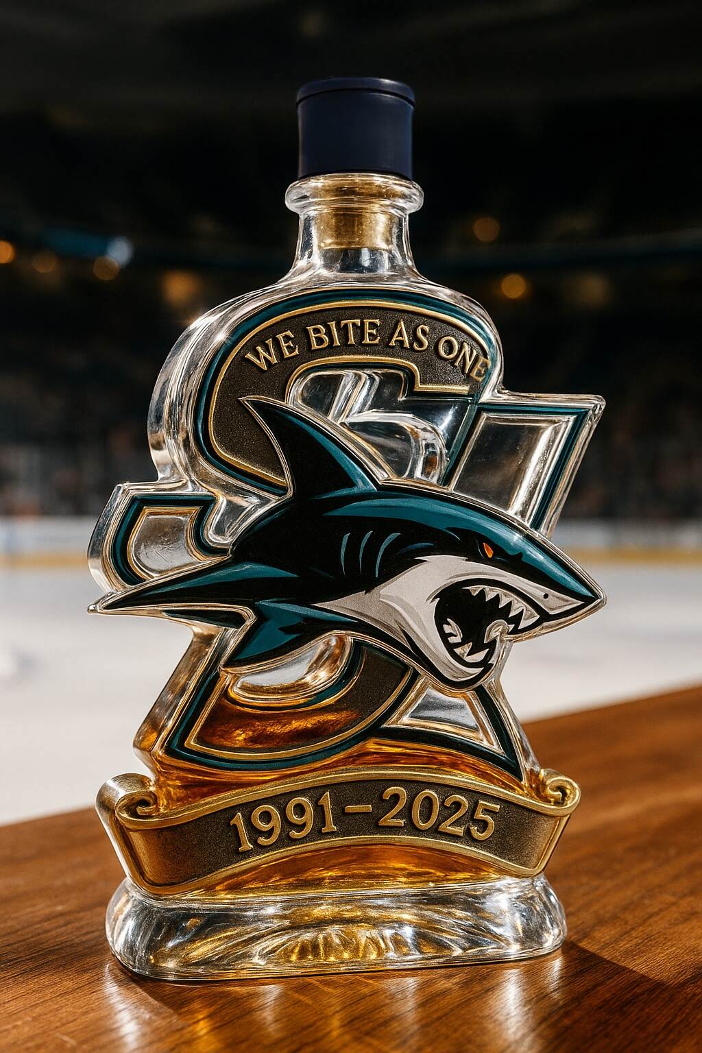 San Jose Sharks 34th Anniversary Whiskey Bottle