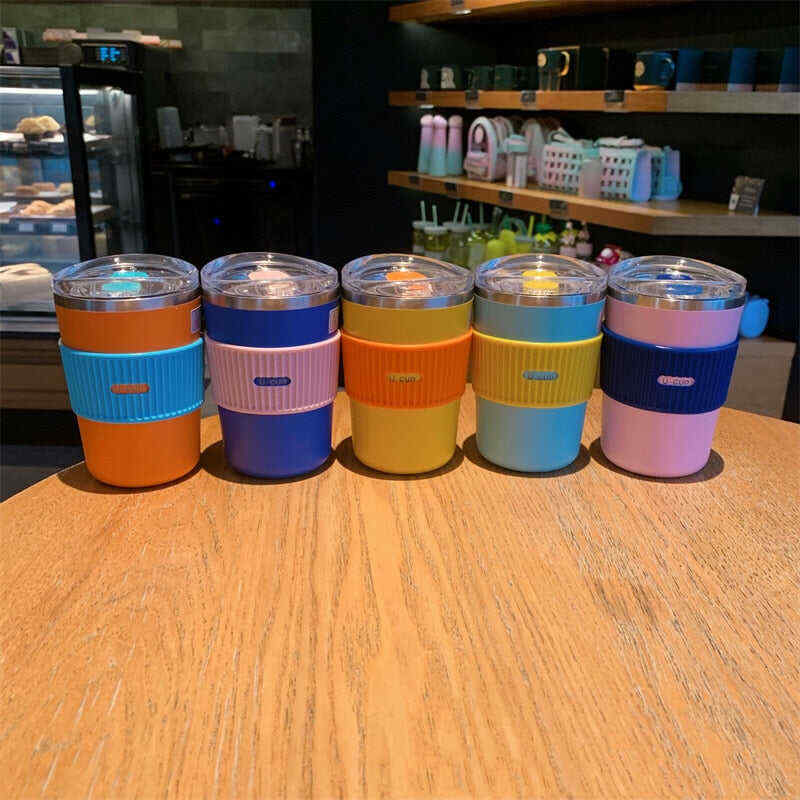 Double Stainless Steel Coffee Cup Leakproof Insulated Thermal Cup Car Portable Travel Coffee Mug
