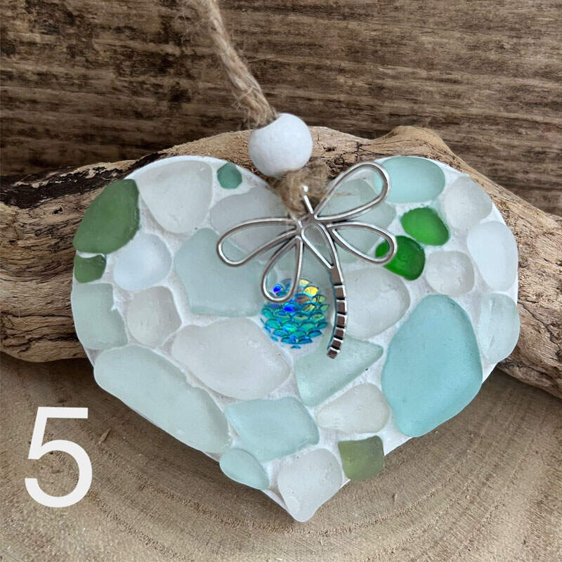 Sea Glass Heart Shape Ornament