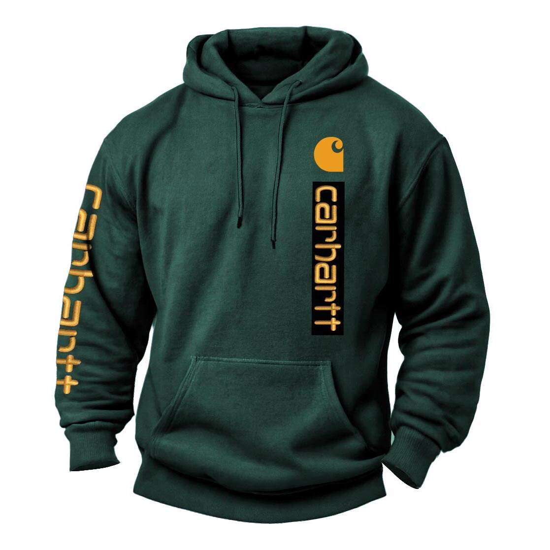 Men's Vintage Letter Print Pocket Long Sleeve Hoodie