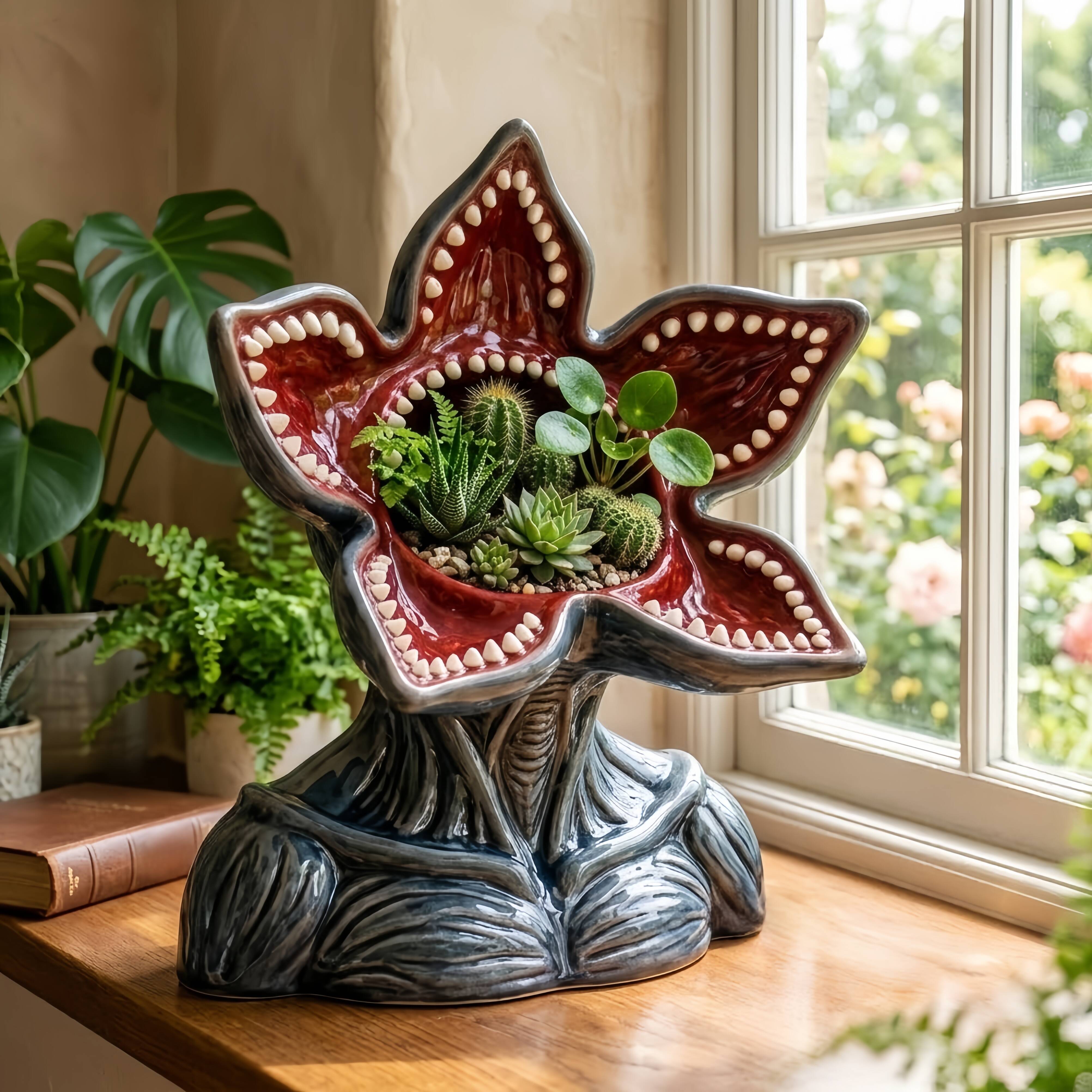 🌺 Stranger Things Demogorgon Planter – Feed the Beast 🍖