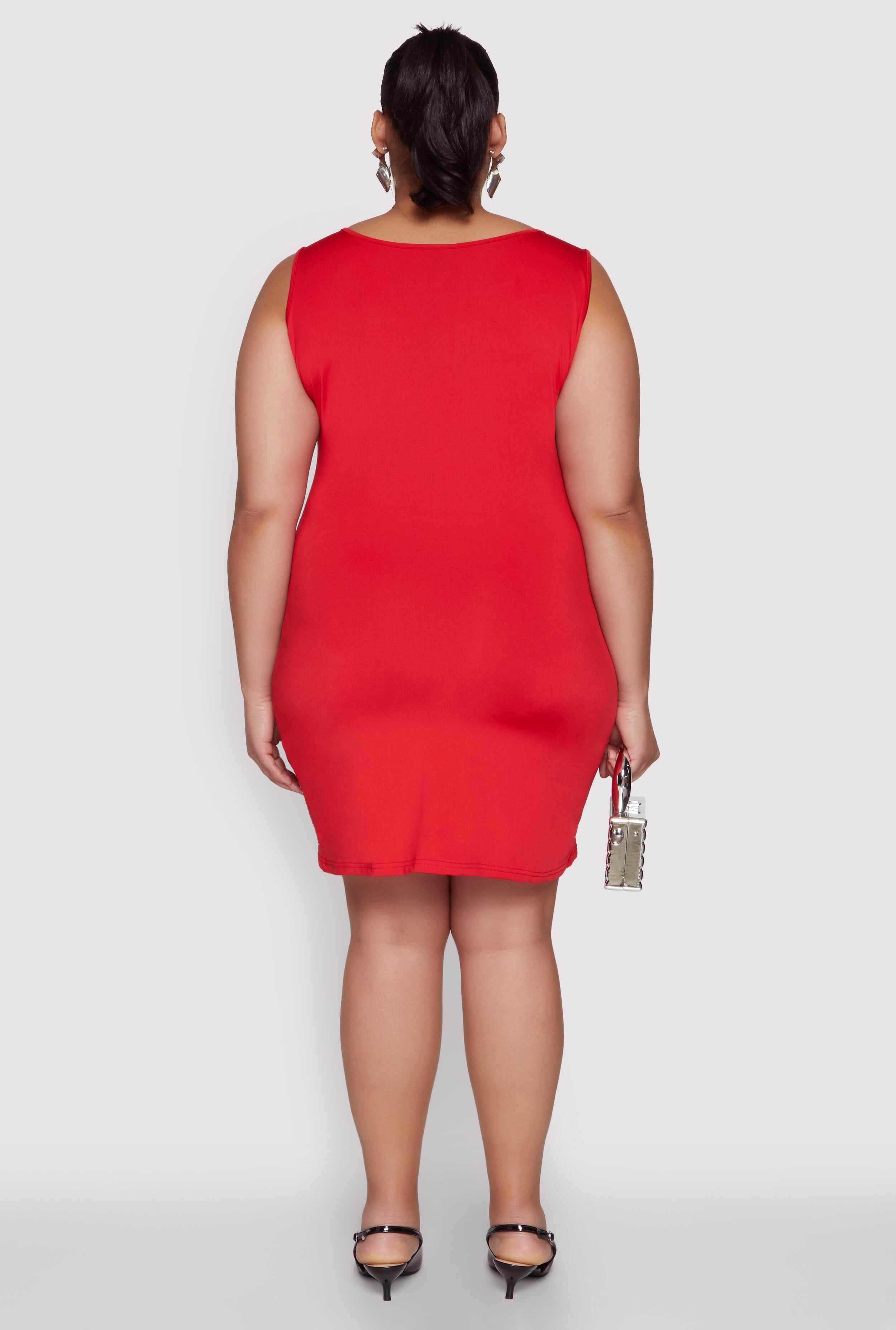 Plus Size Rhinestone Greek Key Tank Dress