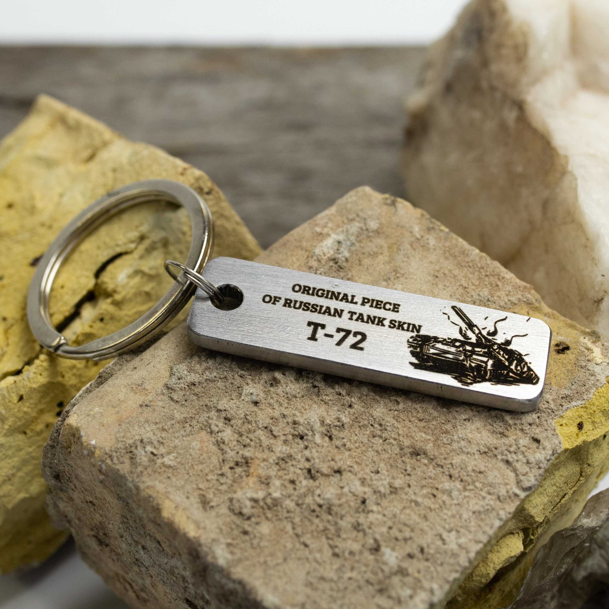 Piece of Russian Tank Memorial Keychain