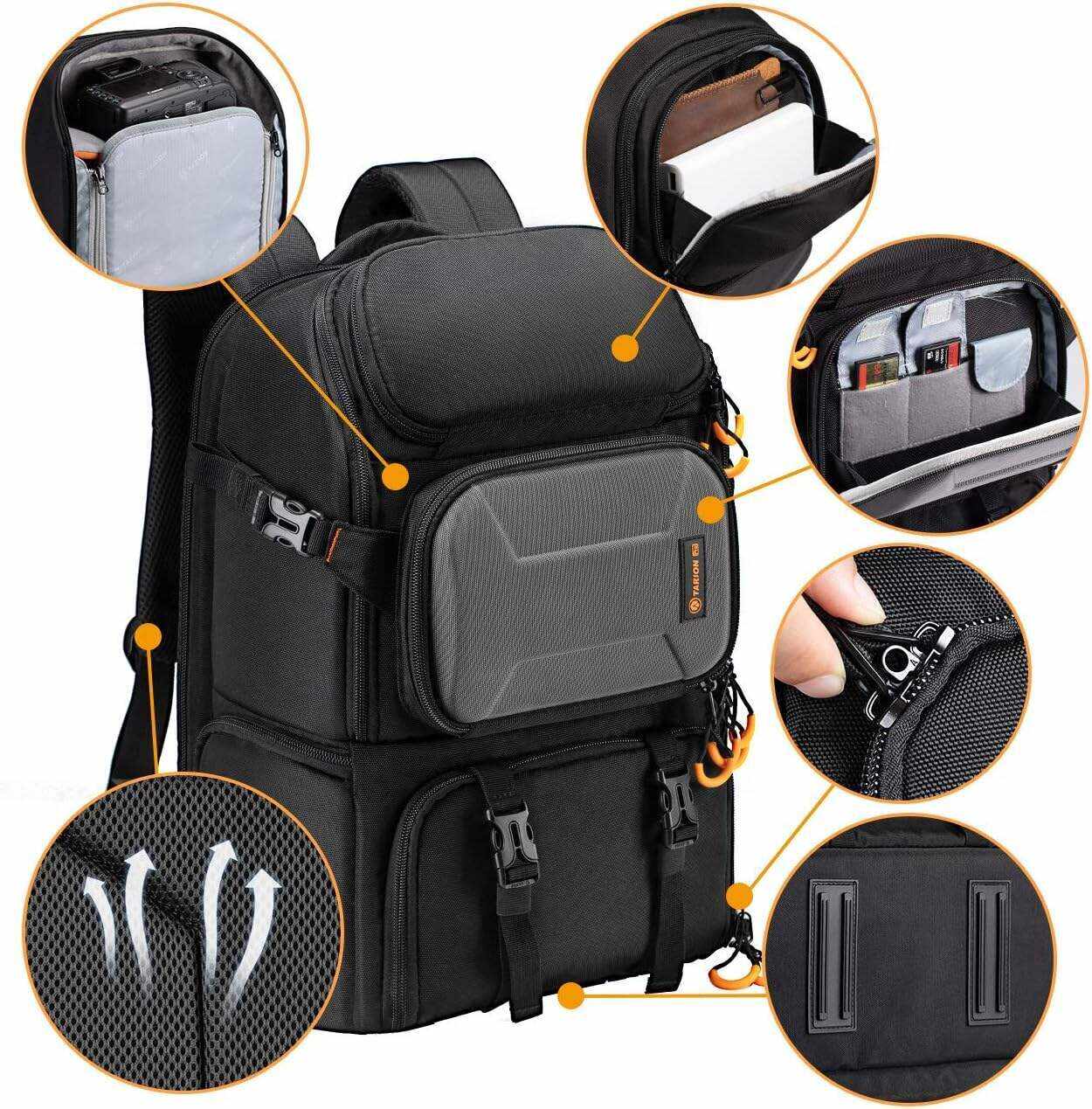 TARION Pro 2 Bags in 1 Camera Backpack Large with 15.6
