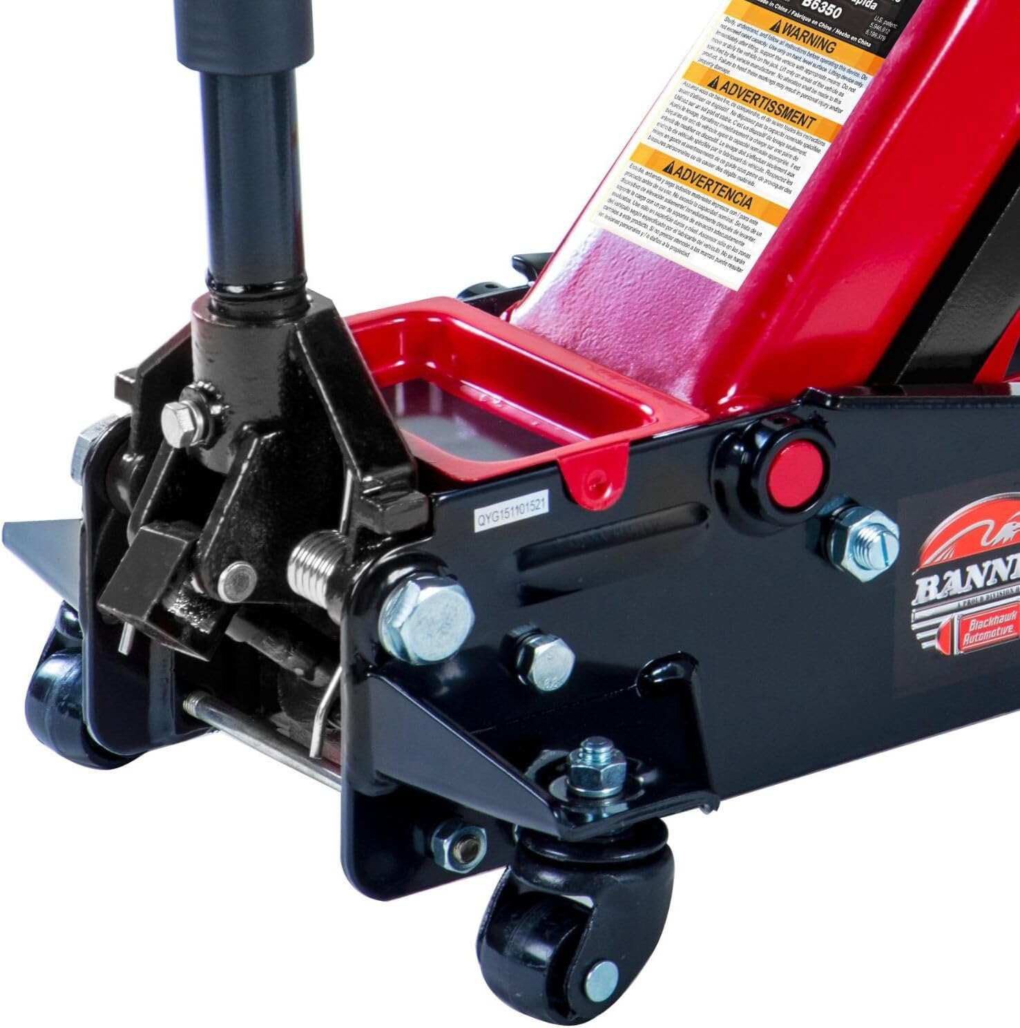 Black/Red Fast Lift Service Jack - 3.5 Ton Capacity, 28 1/2