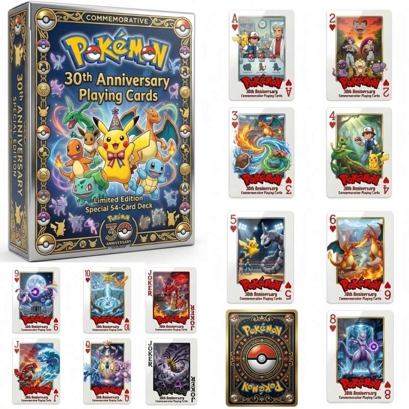 Pokémon 30th Anniversary Commemorative Edition Playing Cards—54 CARDS