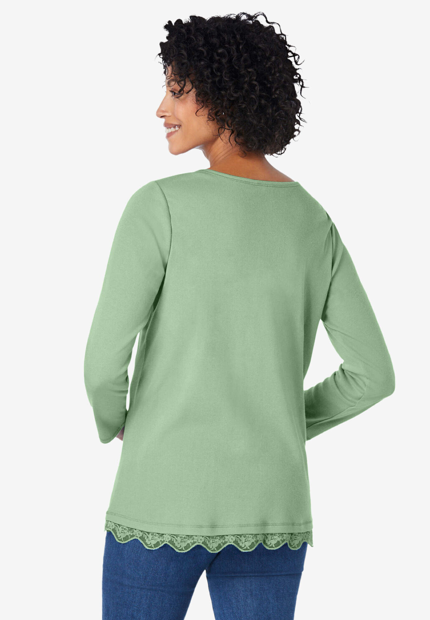 Layered-Look Lace Trim Tee