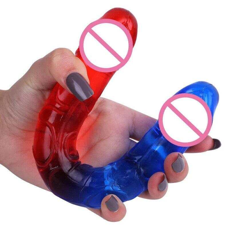 Double Head Two Colors Realistic Dildo Long Anal Play for Women Couple Ended Dildo Flexible Big Penis Adult Sex Toy for Lesbian