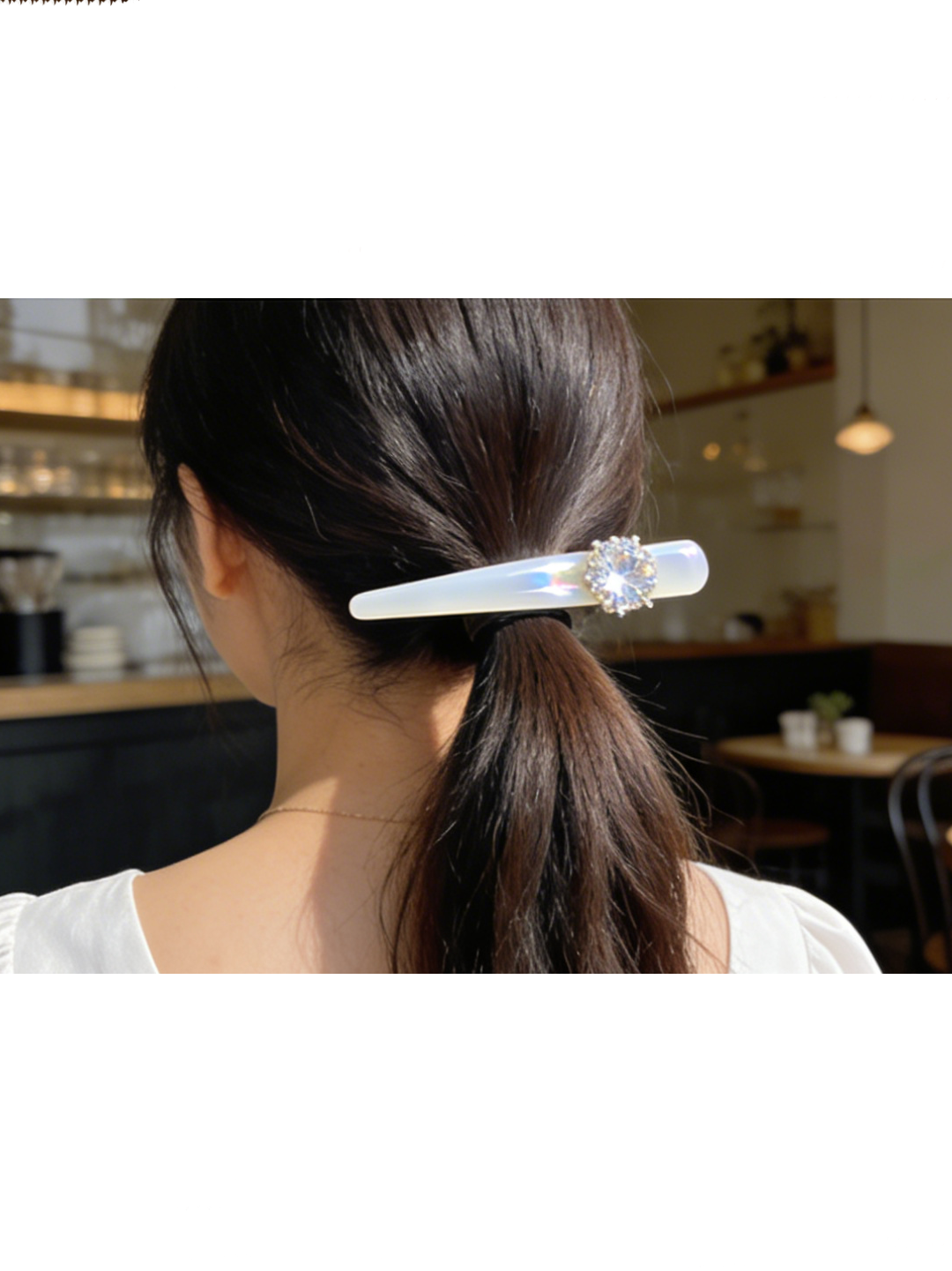 Fashion White Acrylic Zircon Hairpin