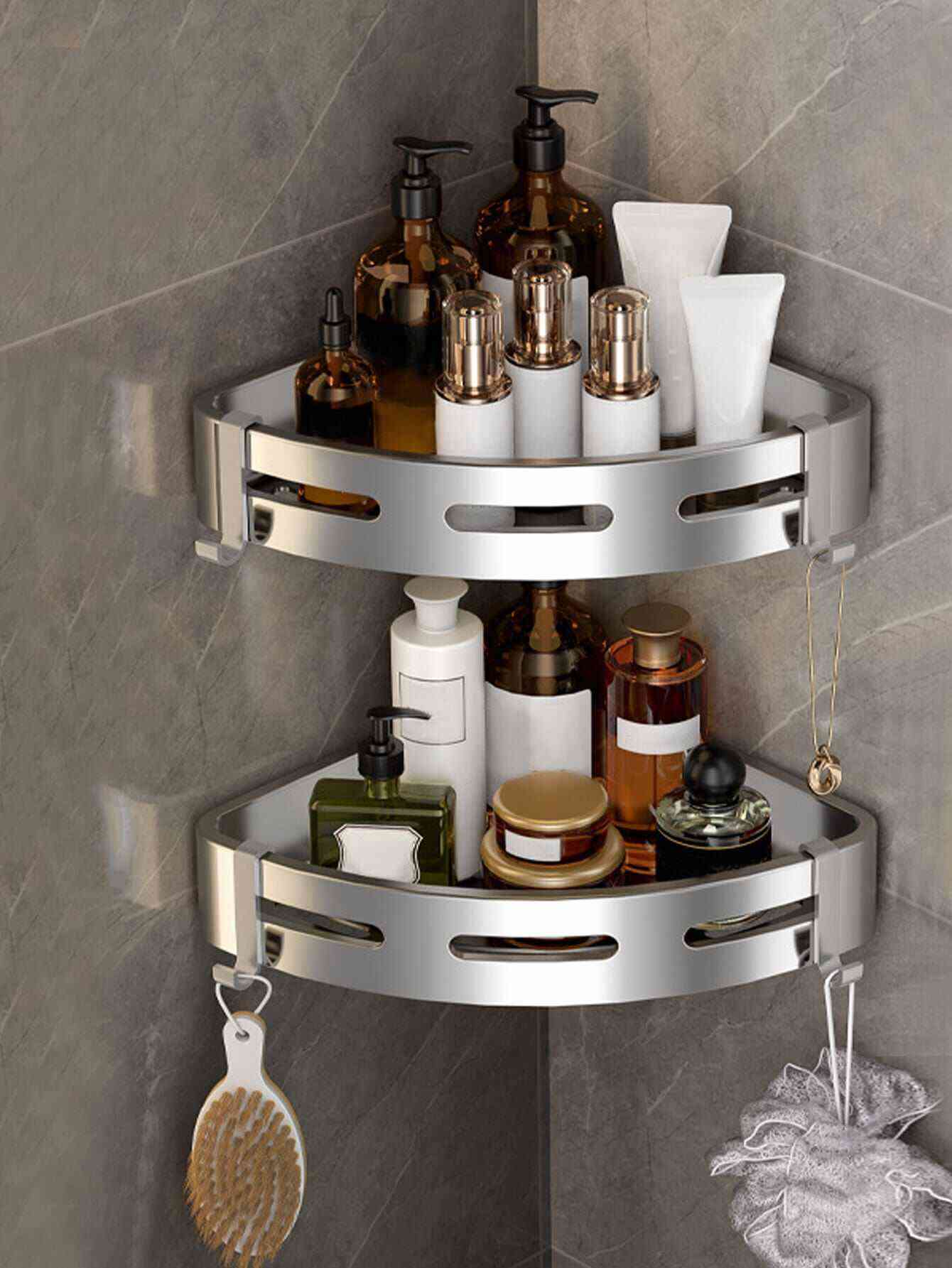 1pc Stainless Steel Bathroom Storage Rack