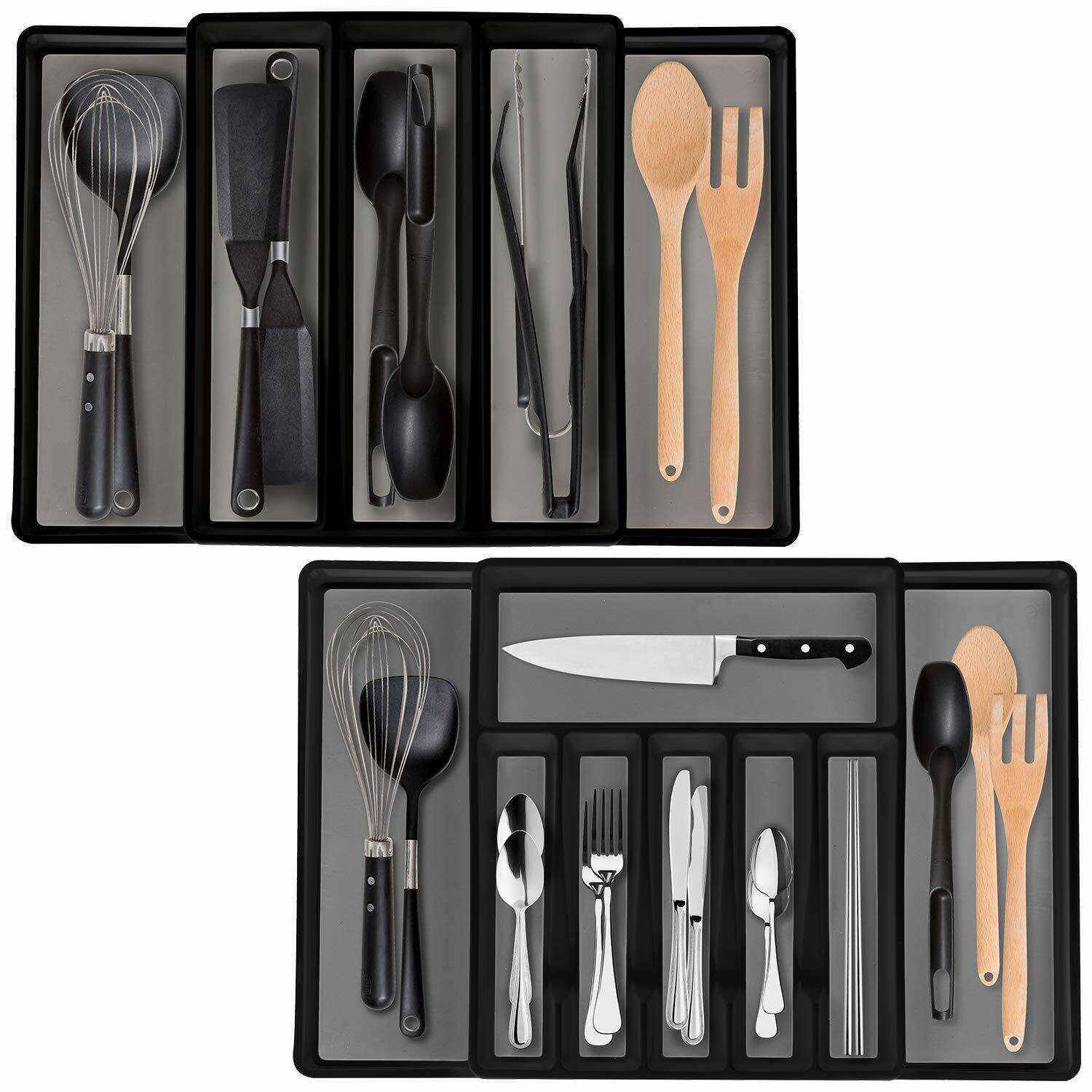 Expandable In Drawer Cutlery Organizer & Utensil Tray Set