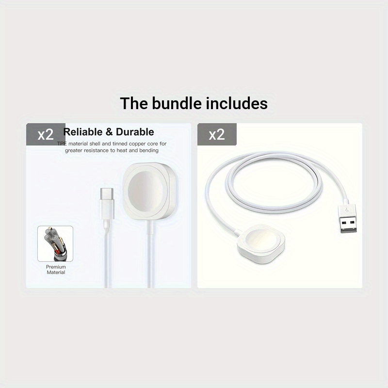 Fast Wireless Charger for Apple Watch - Strong Magnetic Connection, Rapid Fast Charging, Portable Design with USB Cable - Compatible with All Apple Watch Series 9 8 7 6 SE 5 4 3 2 1