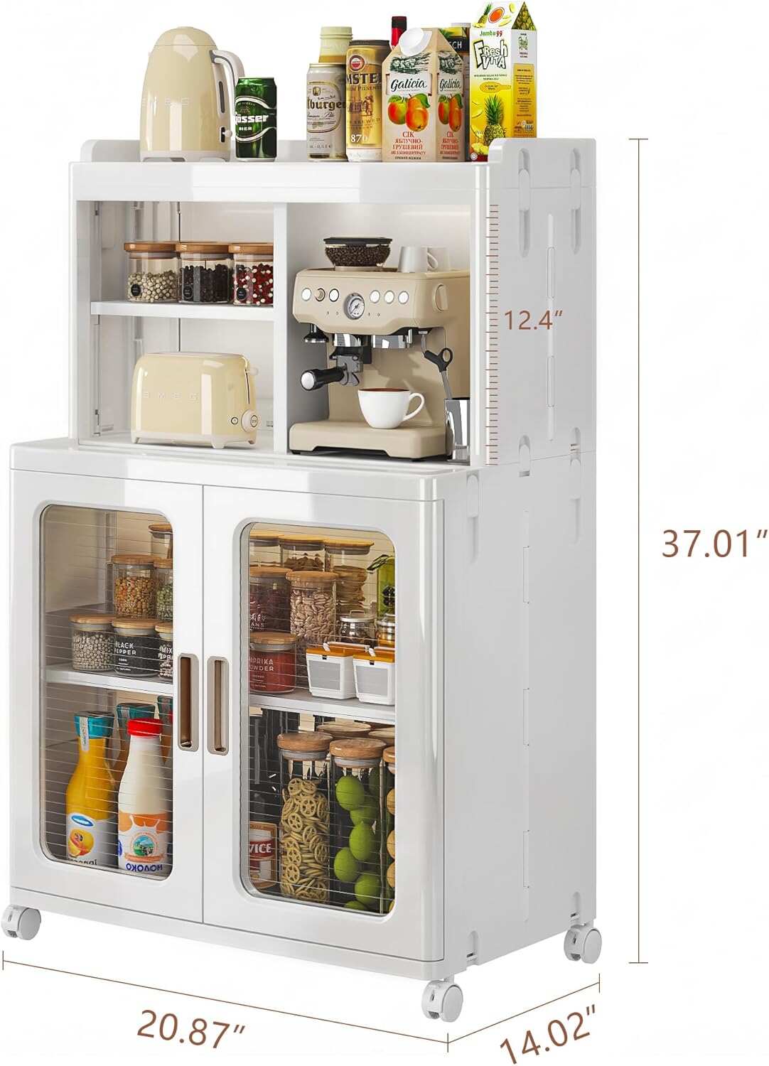 VECELO Foldable Plastic Sideboard Cabinet with Adjustable Shelves