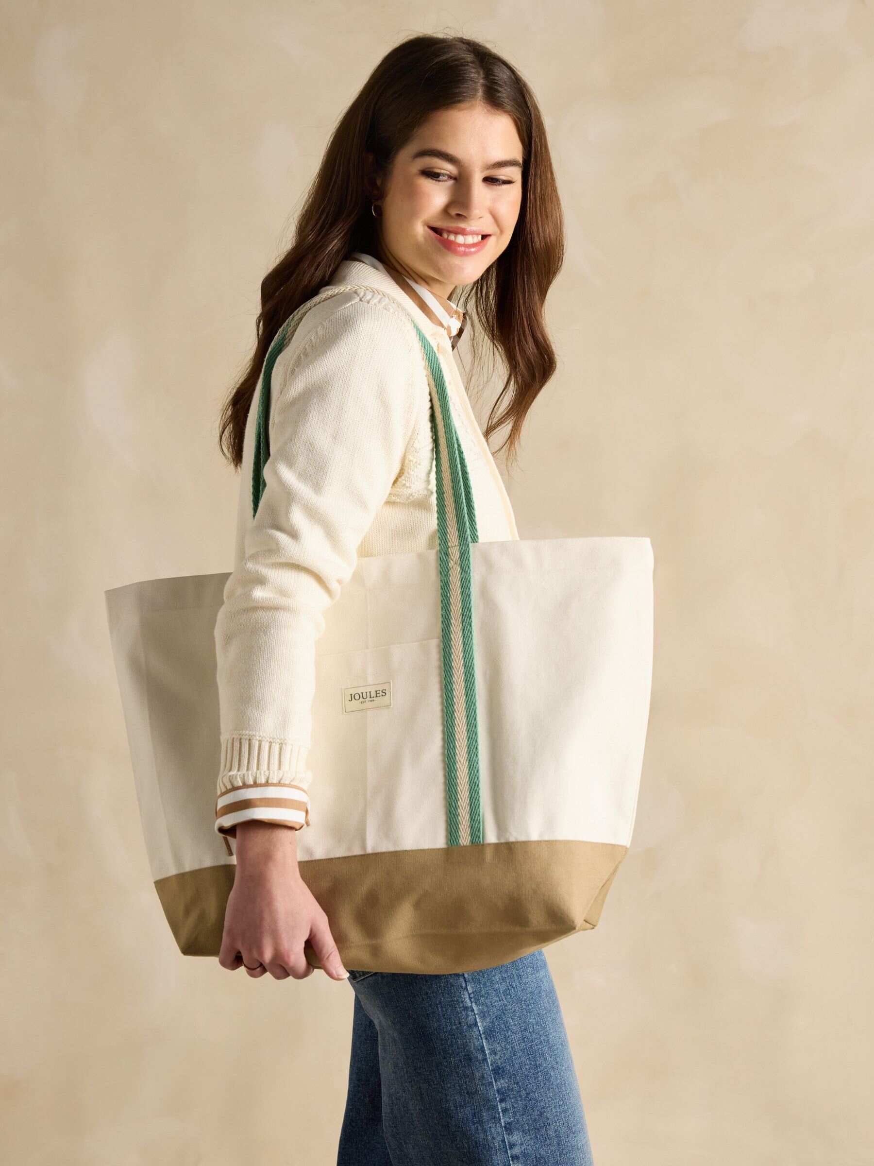 Promenade Neutral Canvas Beach Bag