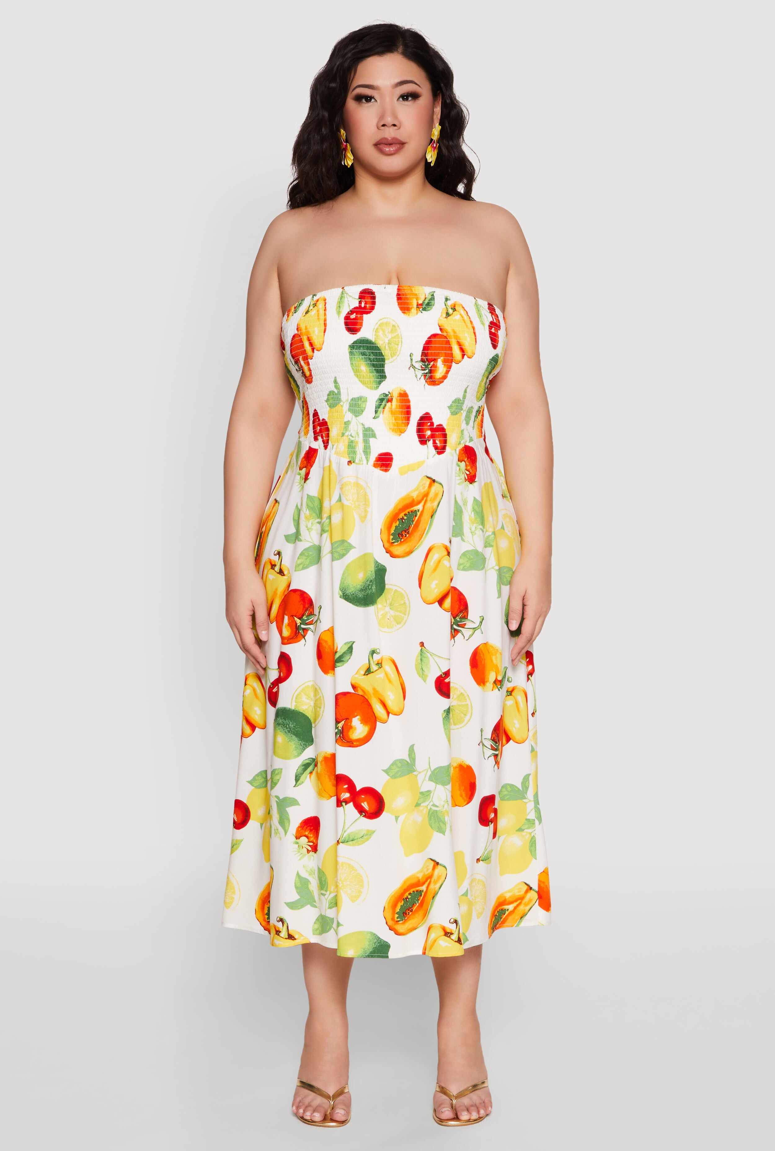 Plus Size Almost Famous Assorted Fruit Sleeveless Sundress