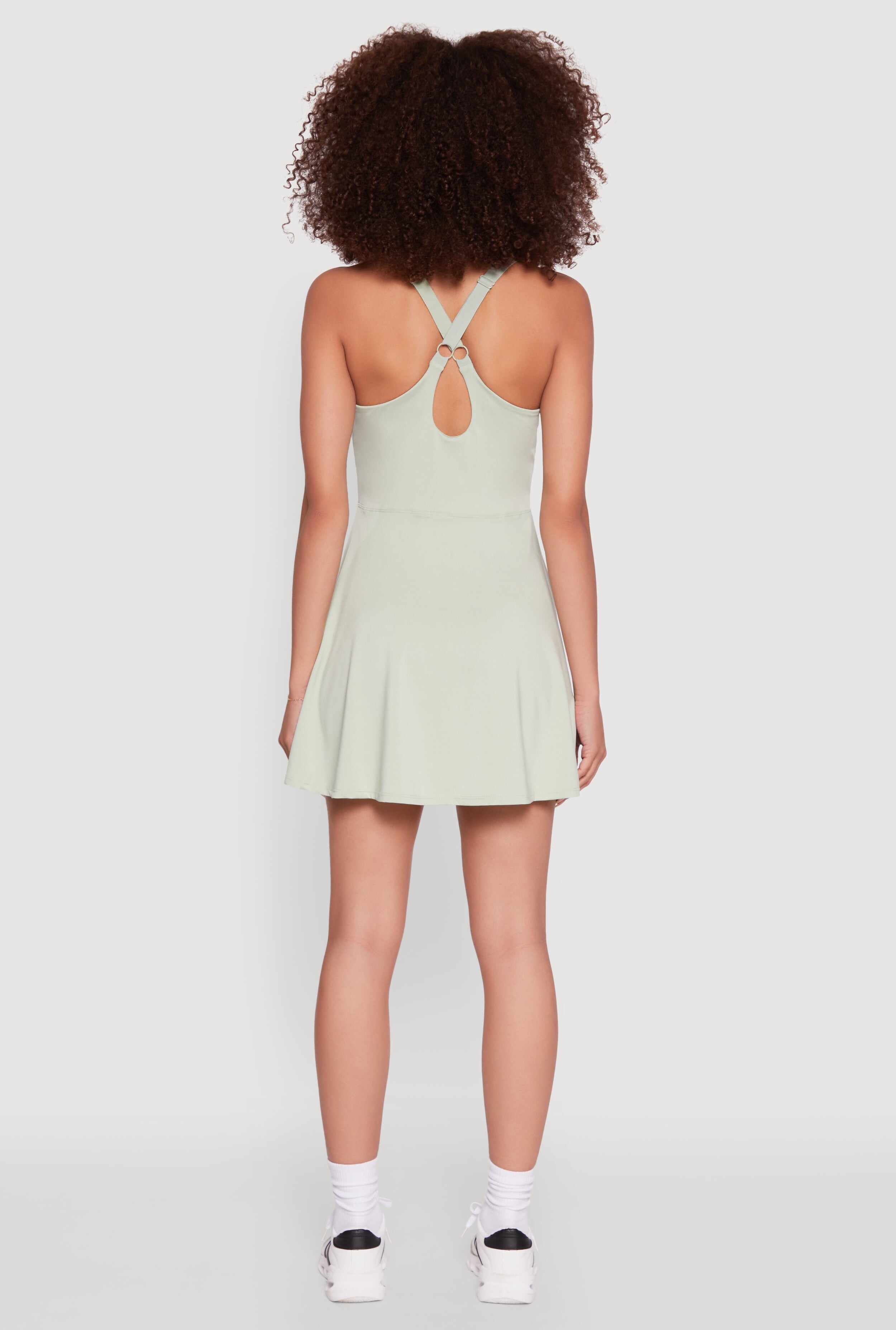 Trendy Criss Cross Back Scoop Neck Tennis Dress