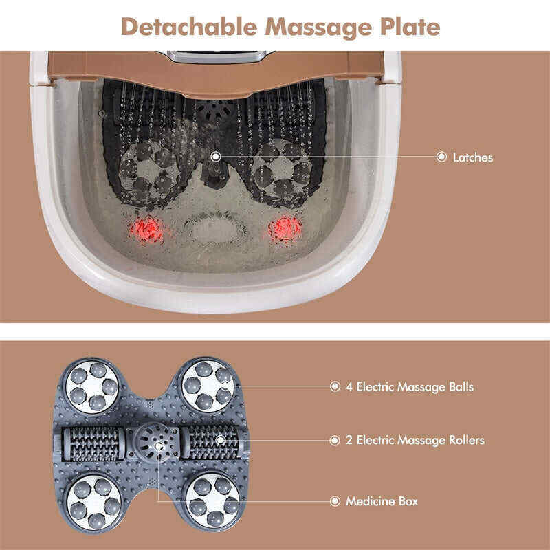 Portable Foot Spa Bath Motorized Massager with Heat Function Water Shower Shiatsu Massage Balls Time & Temper Control