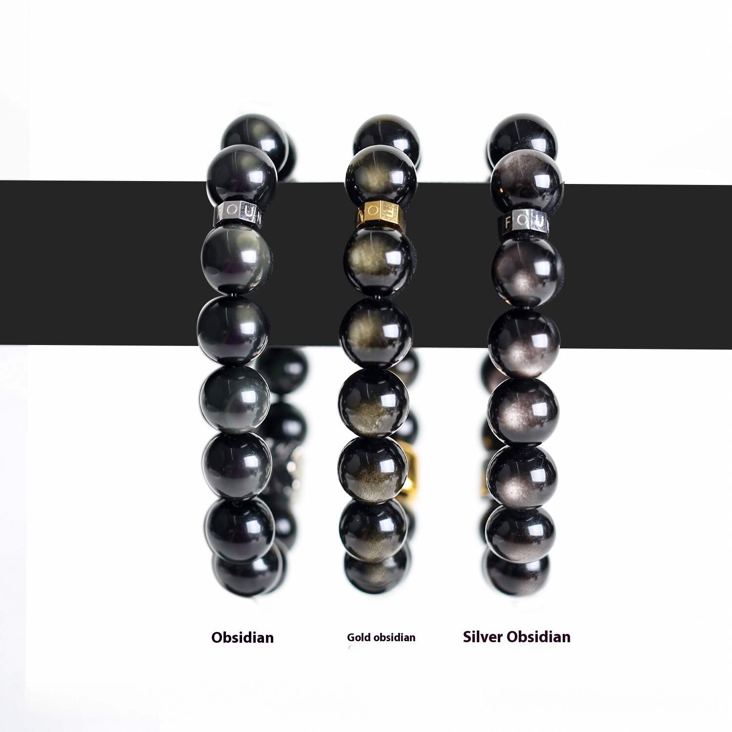 Obsidian and Gold Obsidian Pixiu Energy Bracelet for Attracting Wealth and Good Luck