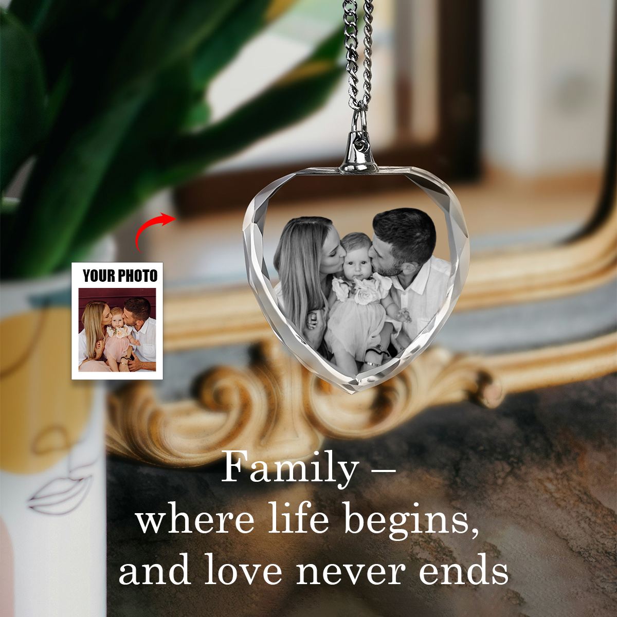 National Parents' Day❤Custom Photo Crystal Necklace - Valentines Gift For Her, Anniversary Gift, Memorial Gift
