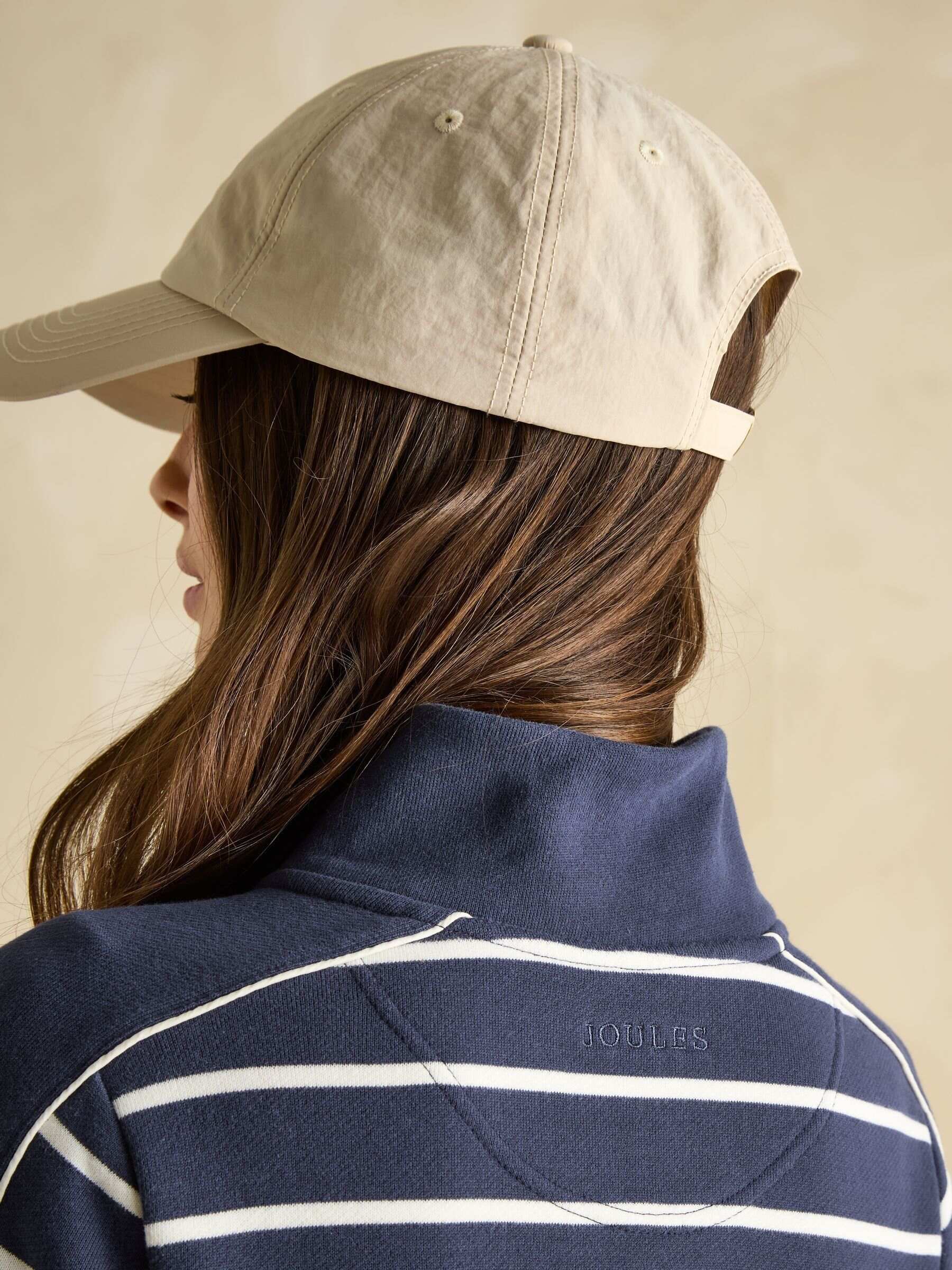 Southwold Navy Blue & Cream Cotton Button Down Striped Sweatshirt