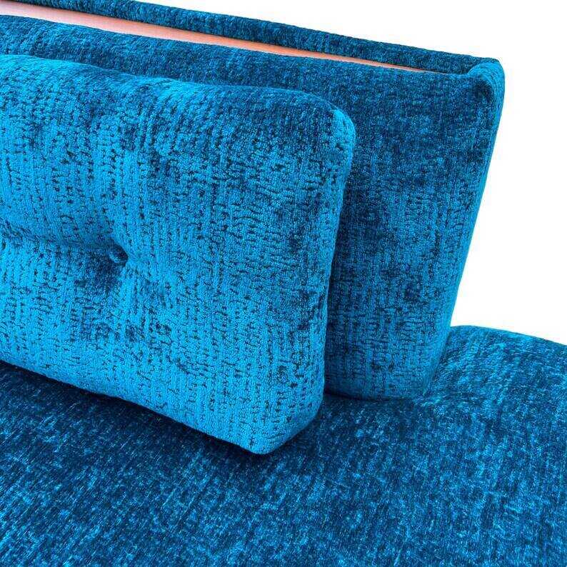 Vintage Re-Upholstered Mid-Century Boomerang Sofa Craft Associates Teal
