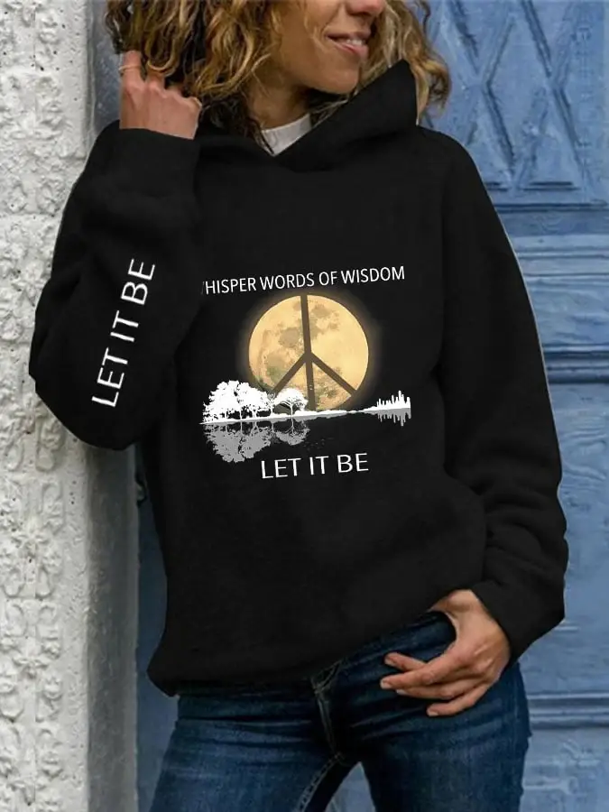 Hippie Guitar Lake Whisper Words Of Wisdom Let It Be Print Hoodie
