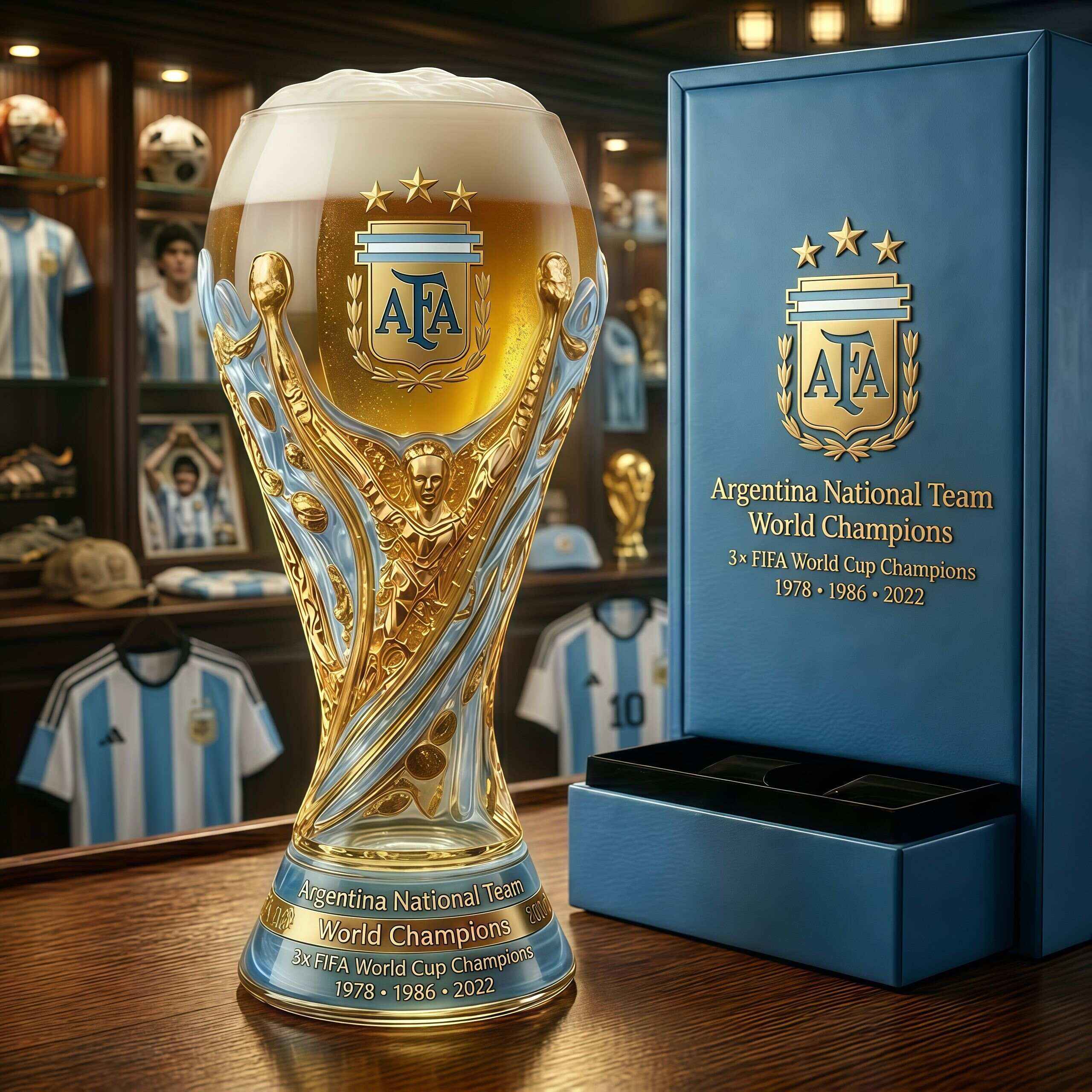 Argentina World Cup Champion Trophy Beer Glass