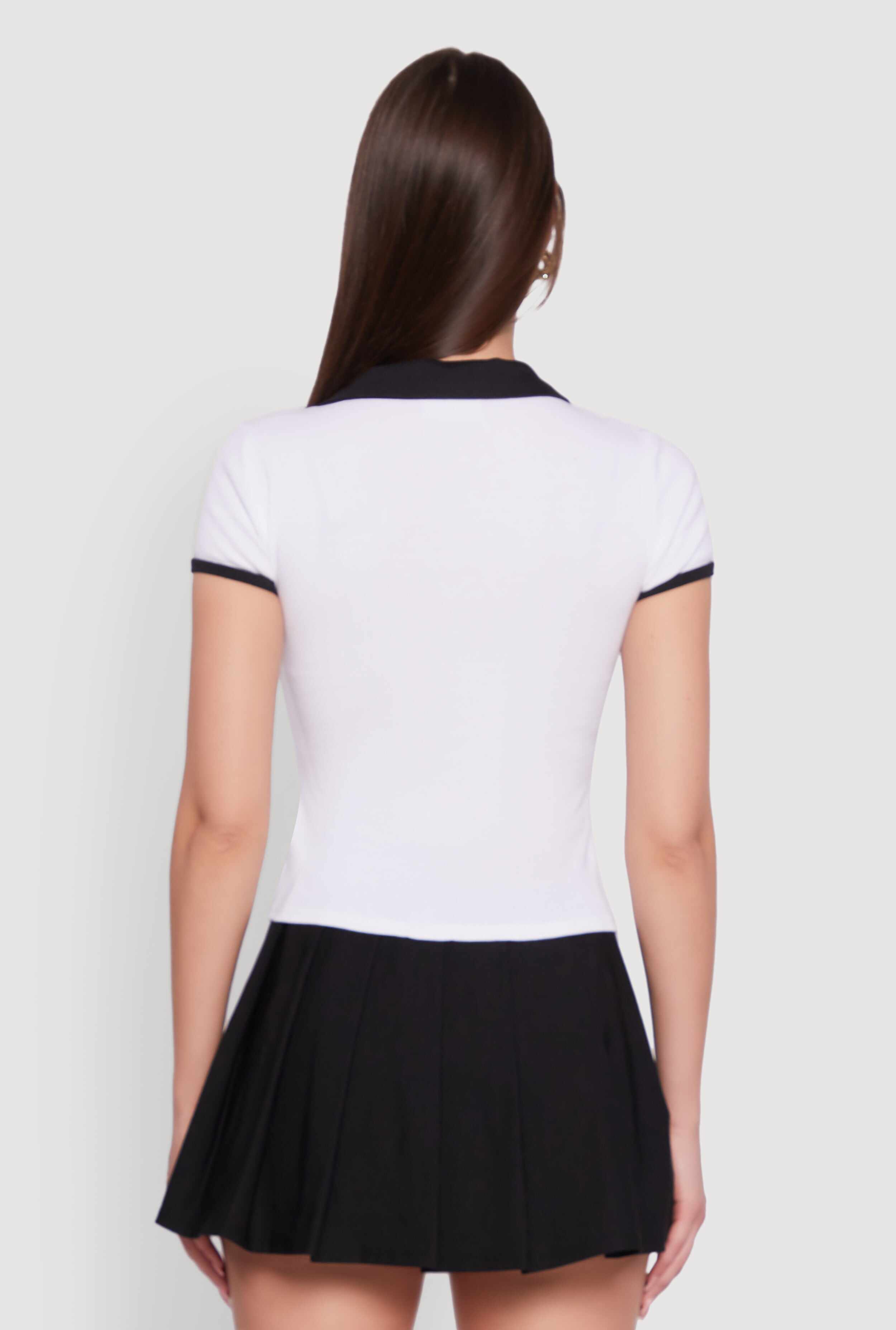Patch Graphic Contrast Trim Polo Top