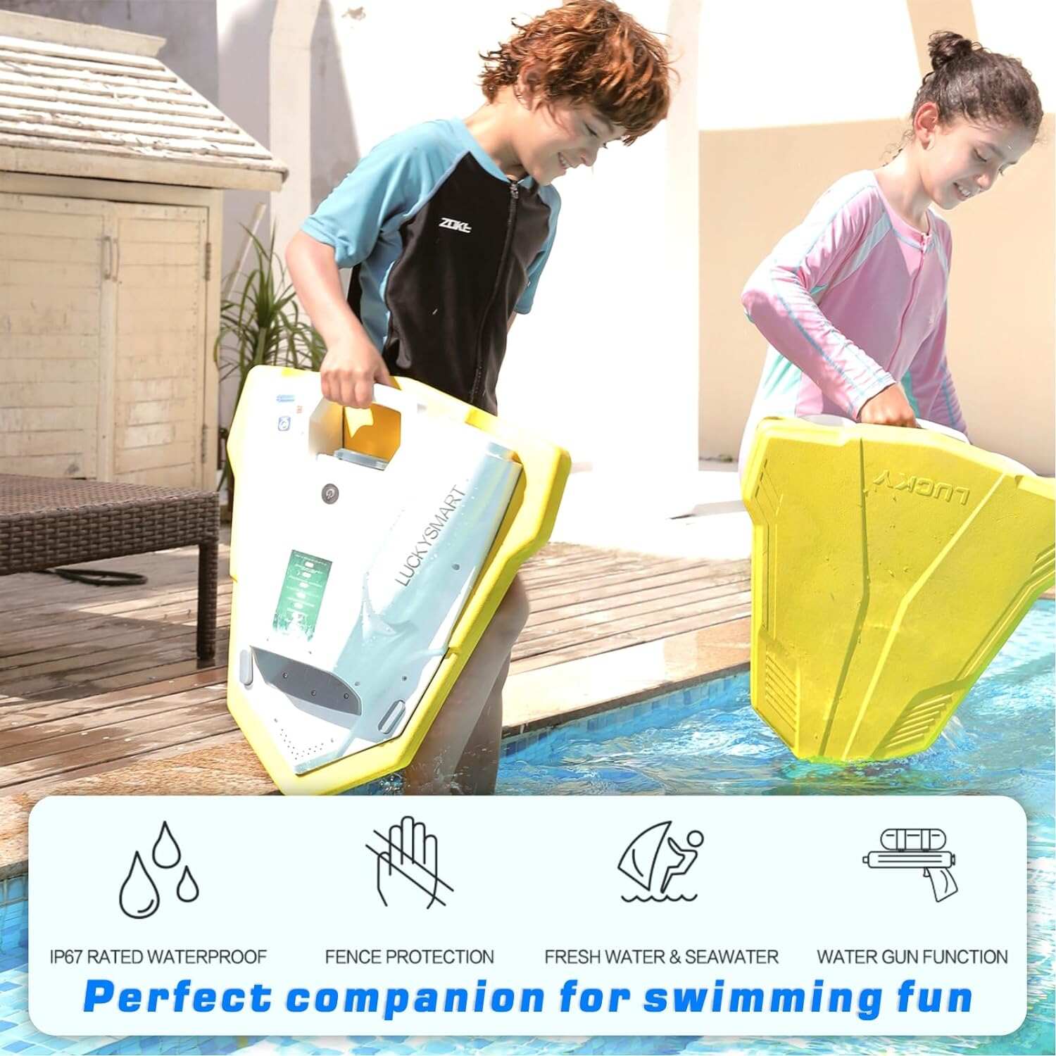 Electric Swimming Kickboard Scooter, Dual Motor Swimming Scooter,Maximum Speed 1M/s,45 Minutes,Summer Swimming Pool Toys, Idea Gifts for Kids.