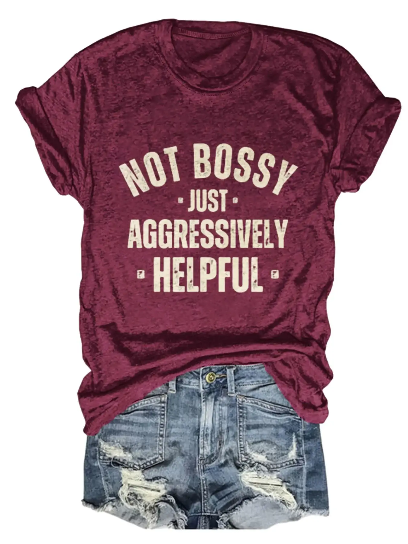 Not Bossy Just Aggressively Helpful Design Print T-shirt
